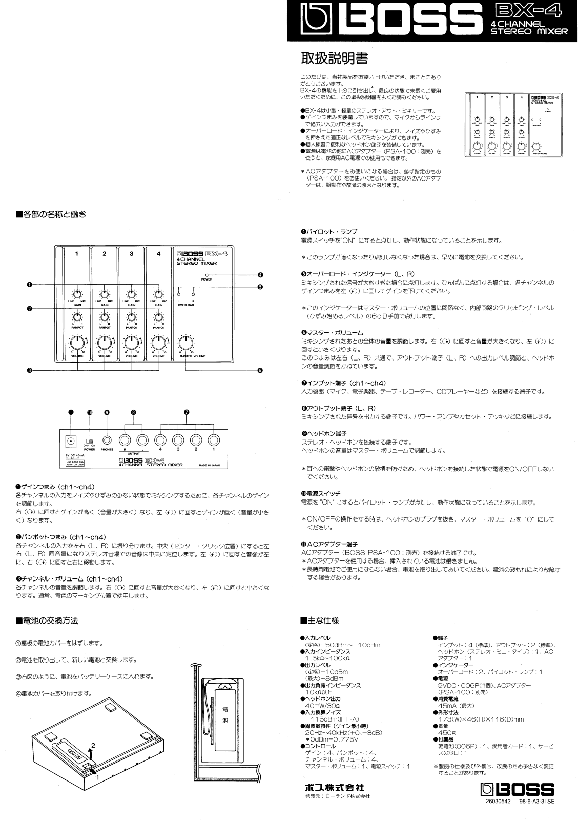 Roland BX-4 User Manual