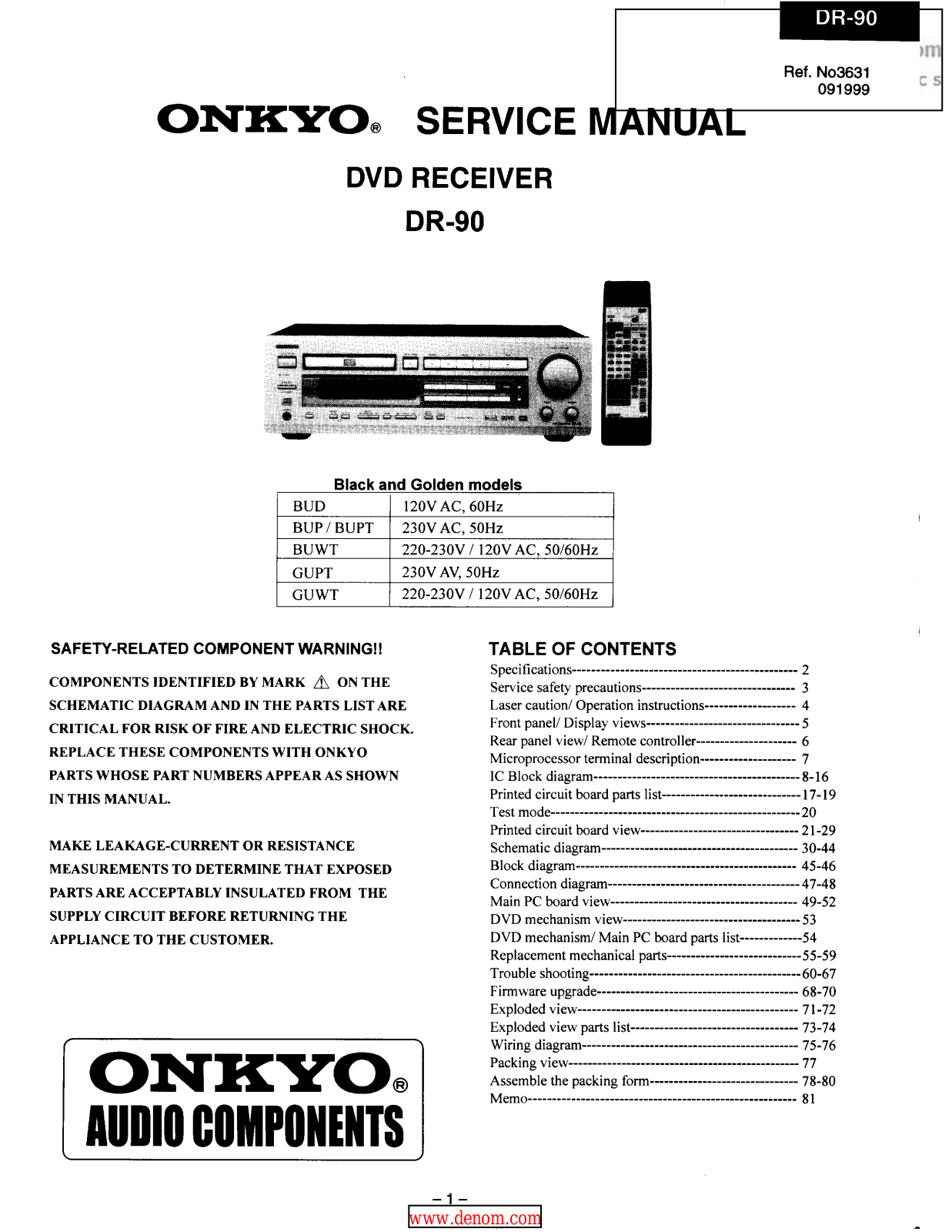 Onkyo DR-90 Service manual