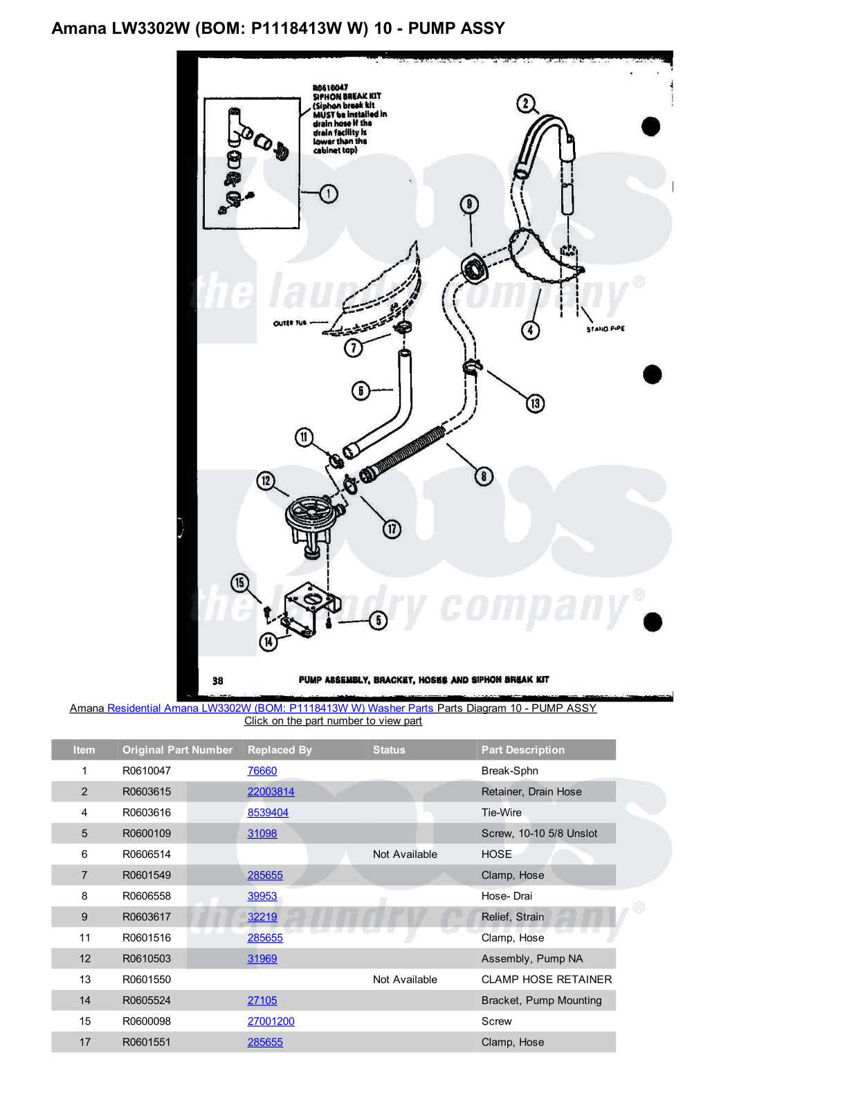 Amana LW3302W Parts Diagram