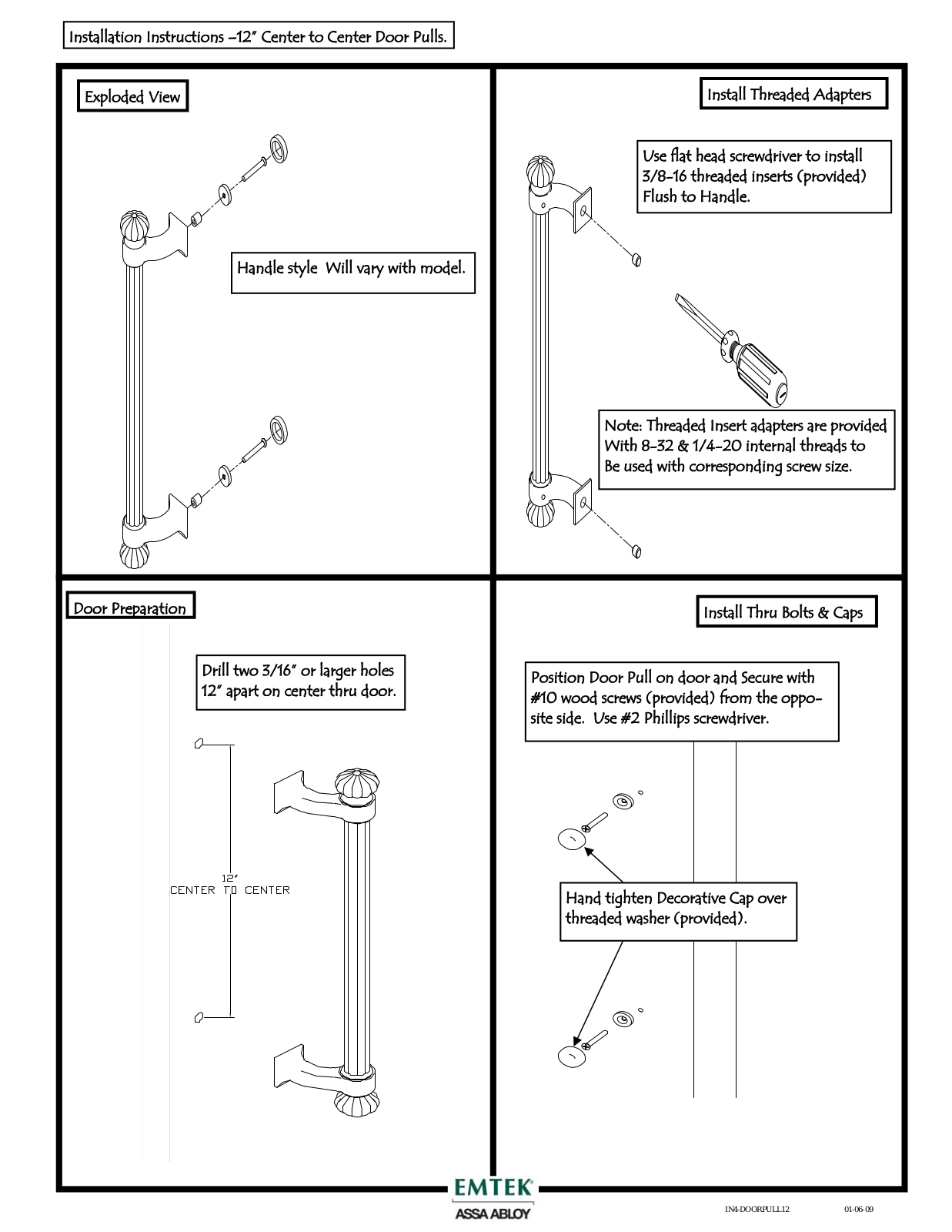 Emtek Brass-Lost Wax 12-Inch Pulls User Manual