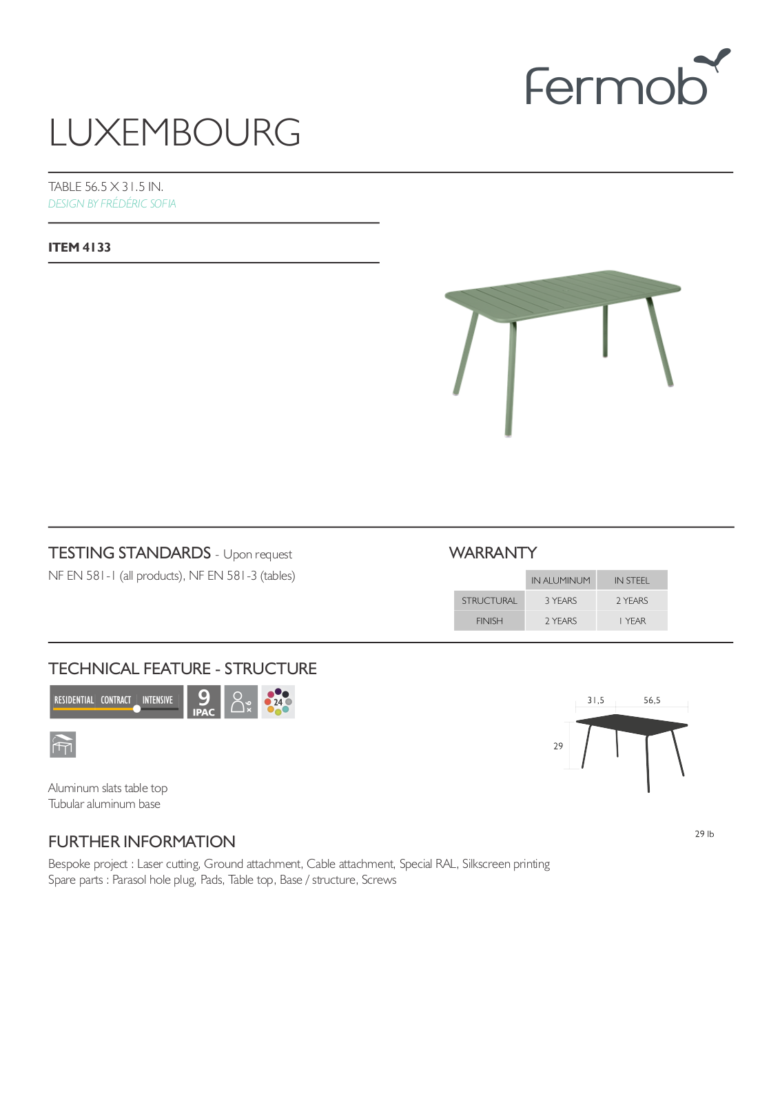 Fermob FMX10189 Specifications - ManualMachine.com