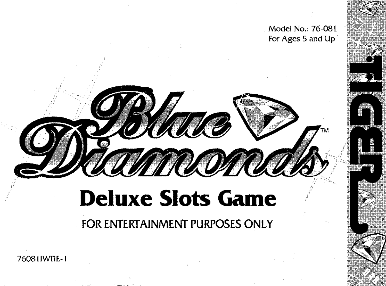 HASBRO Blue Diamonds Deluxe Slots Game User Manual