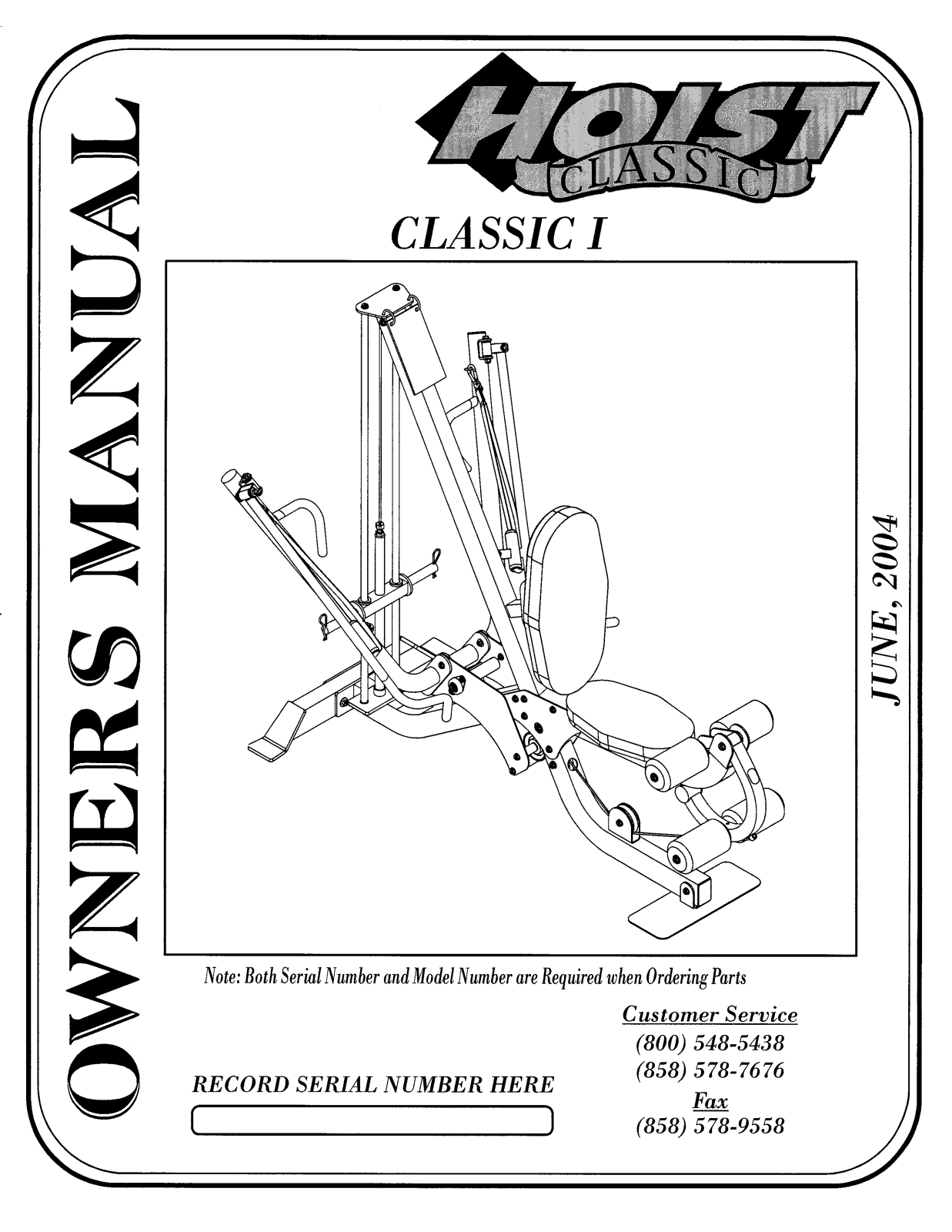 Hoist Fitness CLASSIC I User Manual