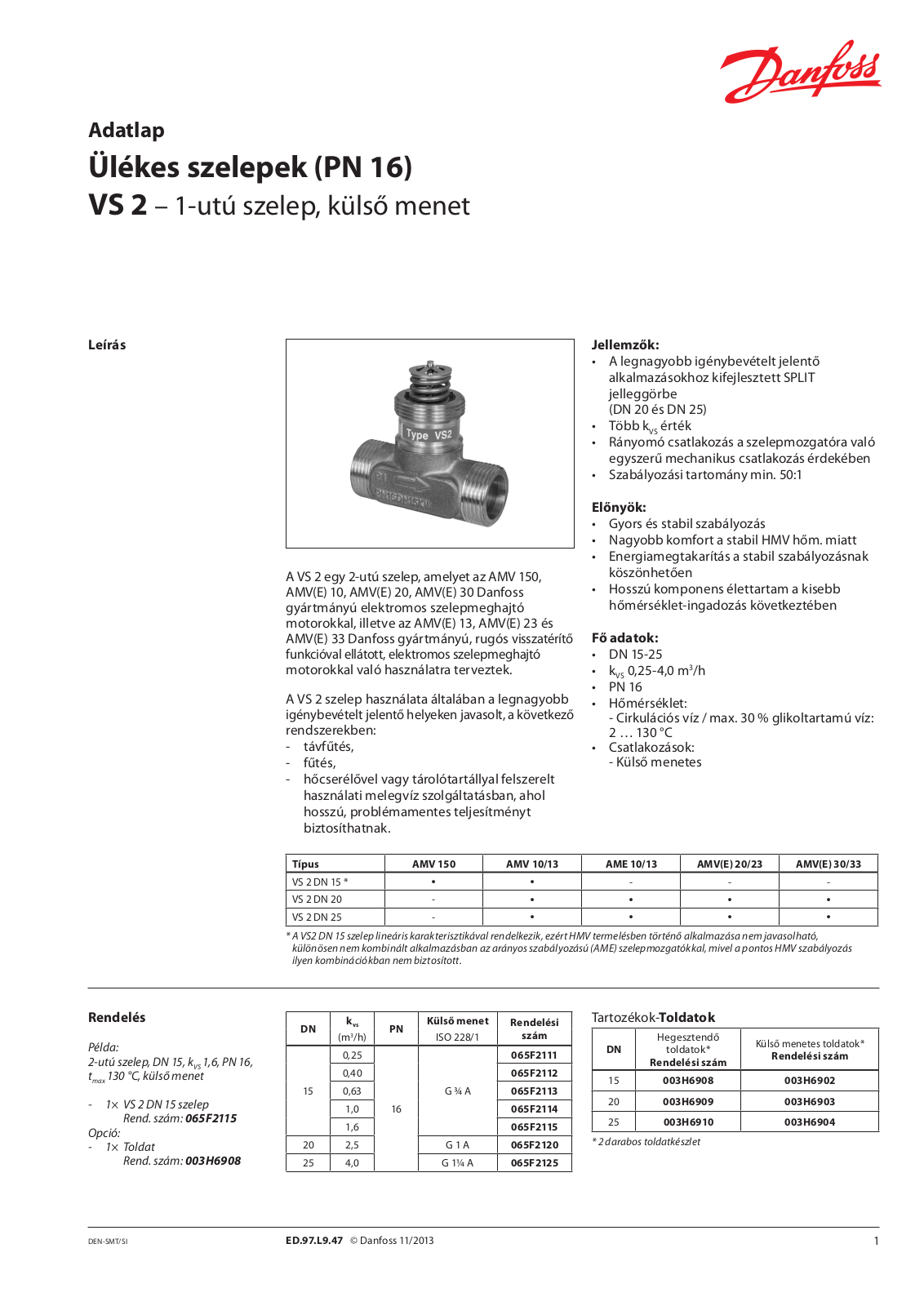 Danfoss VS 2 Data sheet