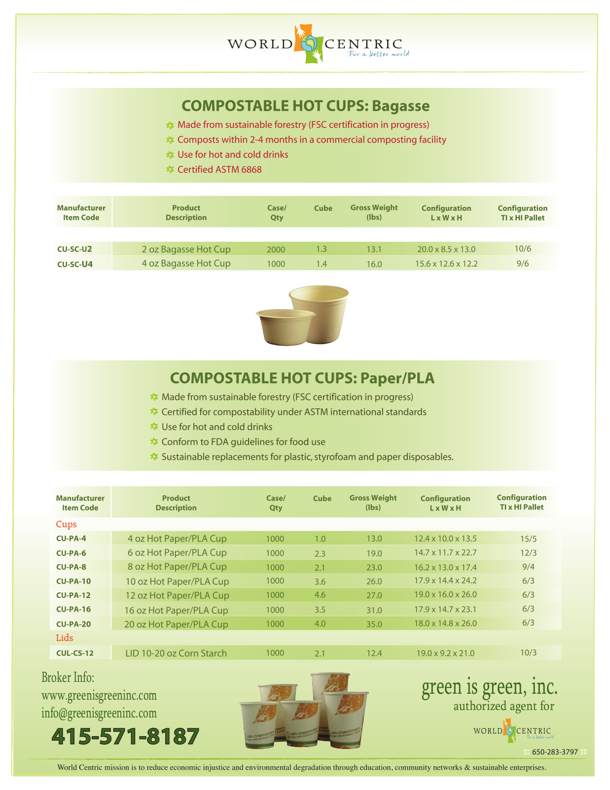 Green is green Compostable Hot Cups User Manual