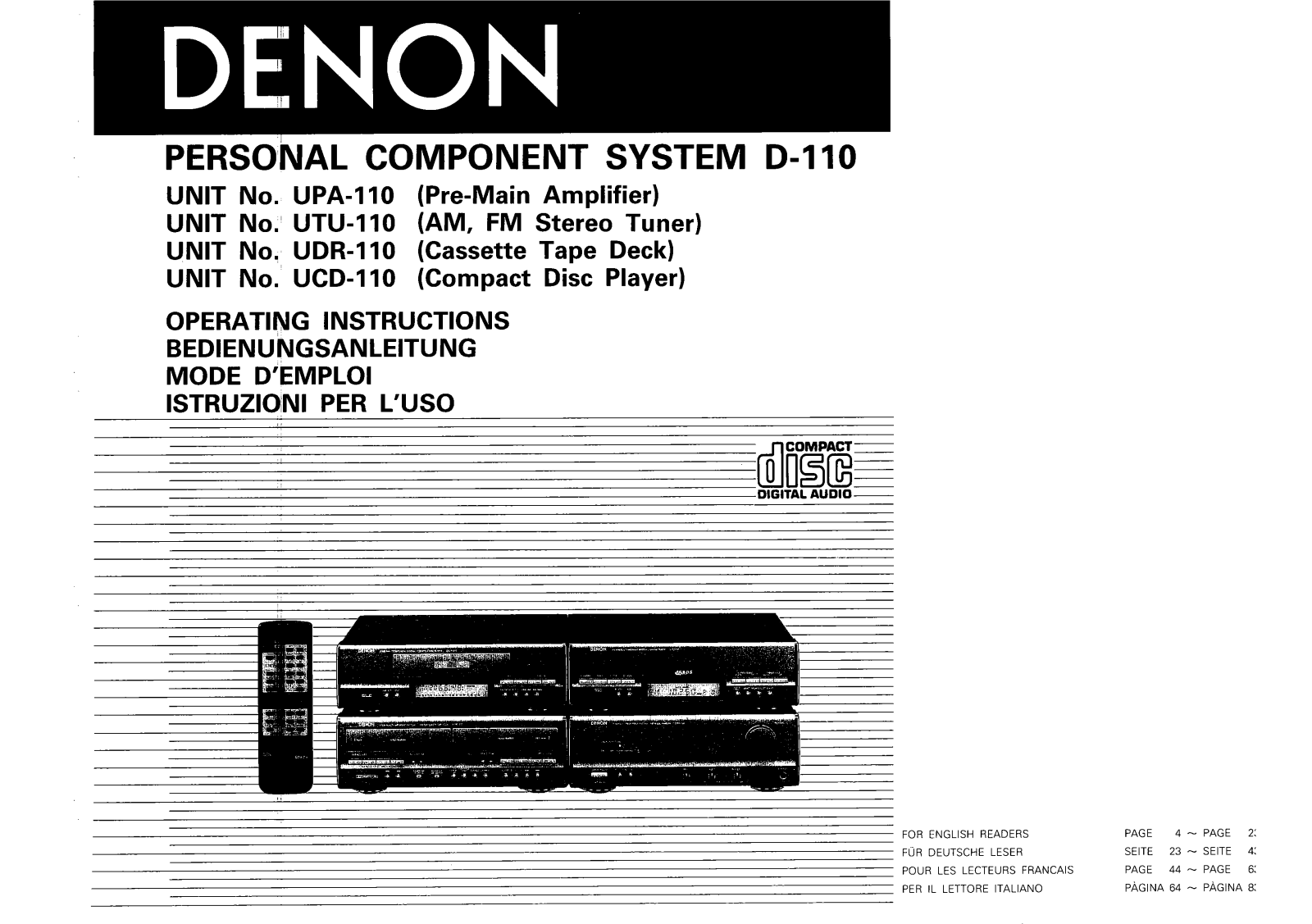 DENON UPA-110, UTU-110 User Manual