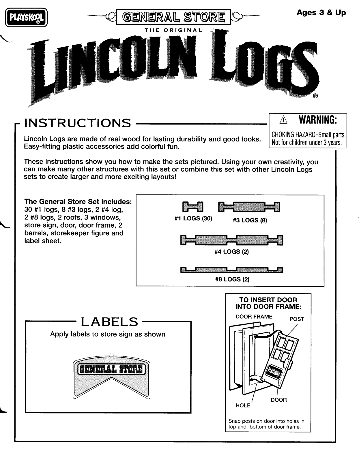 Hasbro LINCOLN LOGS GENERAL STORE User Manual