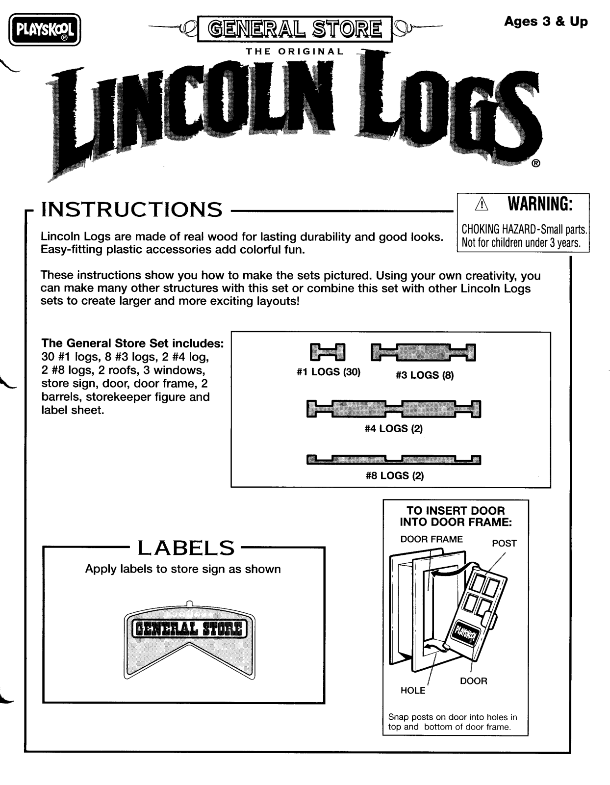Hasbro LINCOLN LOGS GENERAL STORE Manual