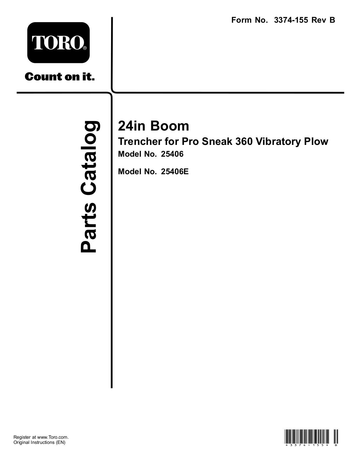 Toro 25406, 25406E Parts Catalogue