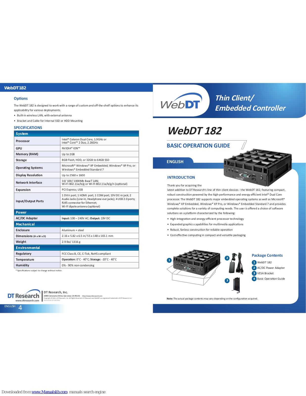 DT Research WebDT 182 Basic Operation Manual