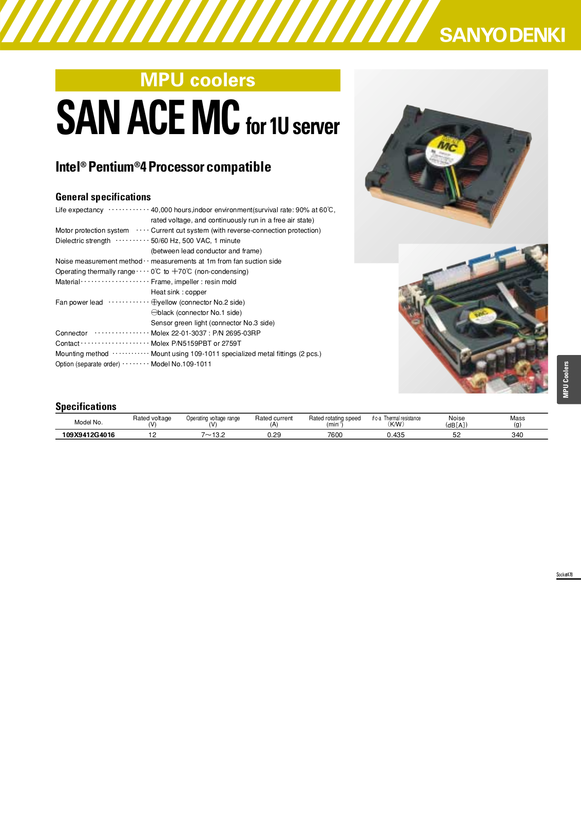 SANYO 109X9412G4016 Technical data