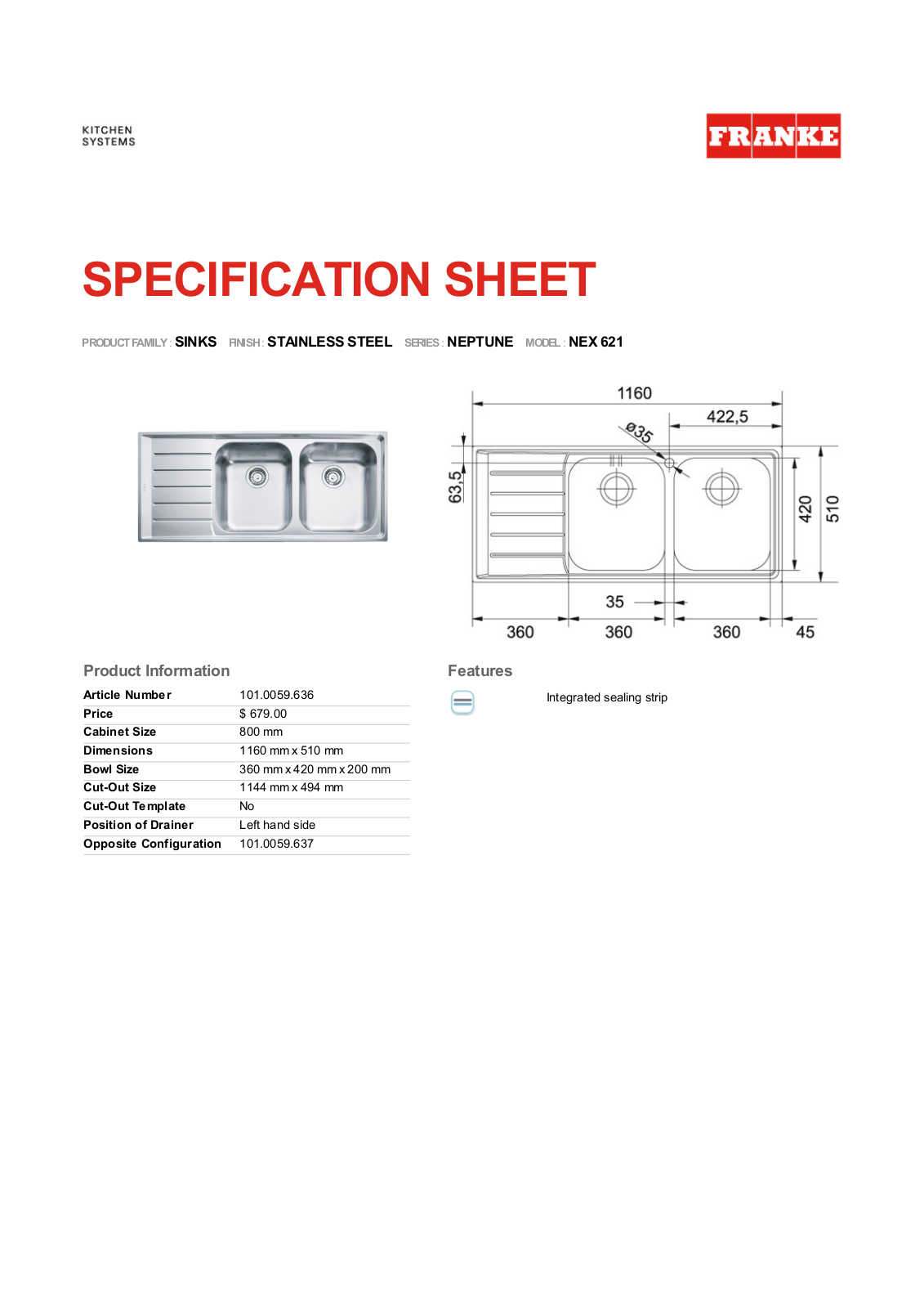 Franke Foodservice NEX 621 User Manual