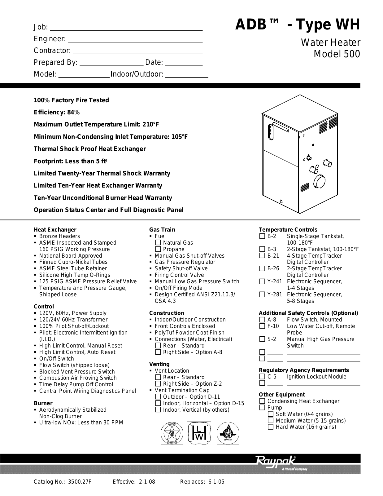 Raypak WH 500 User Manual