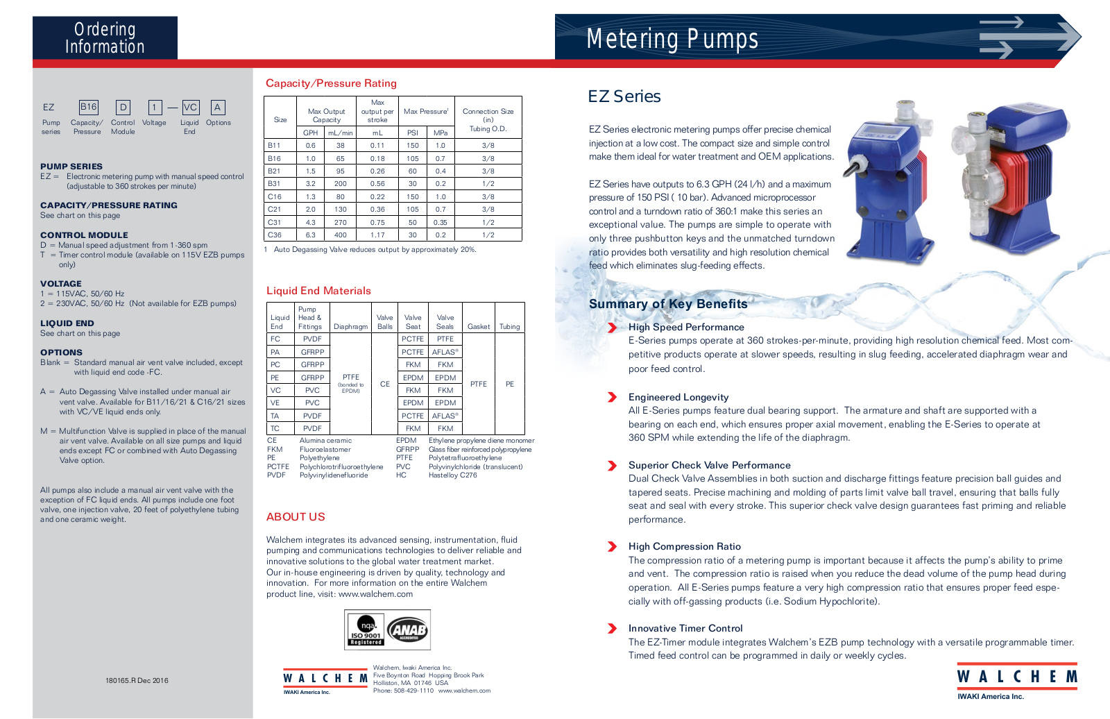 Walchem EZ Specifications