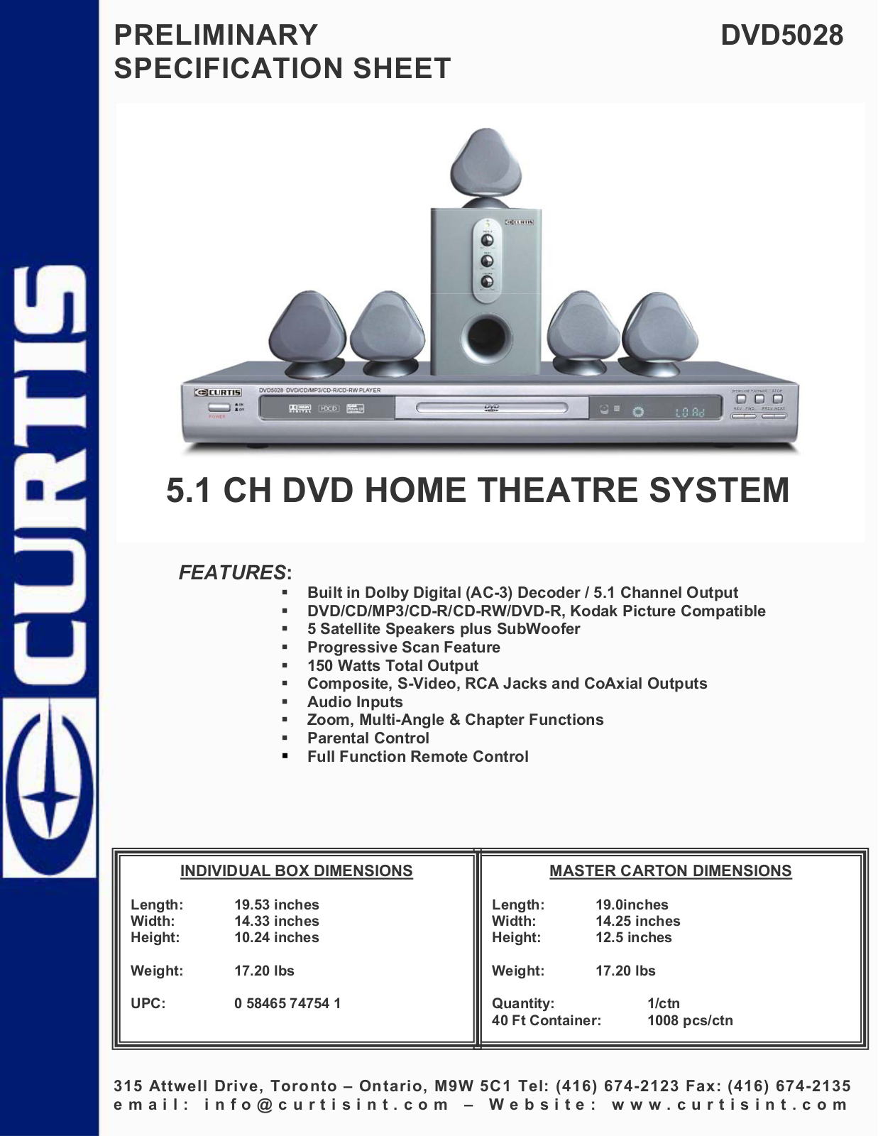 Curtis DVD5028 User Manual