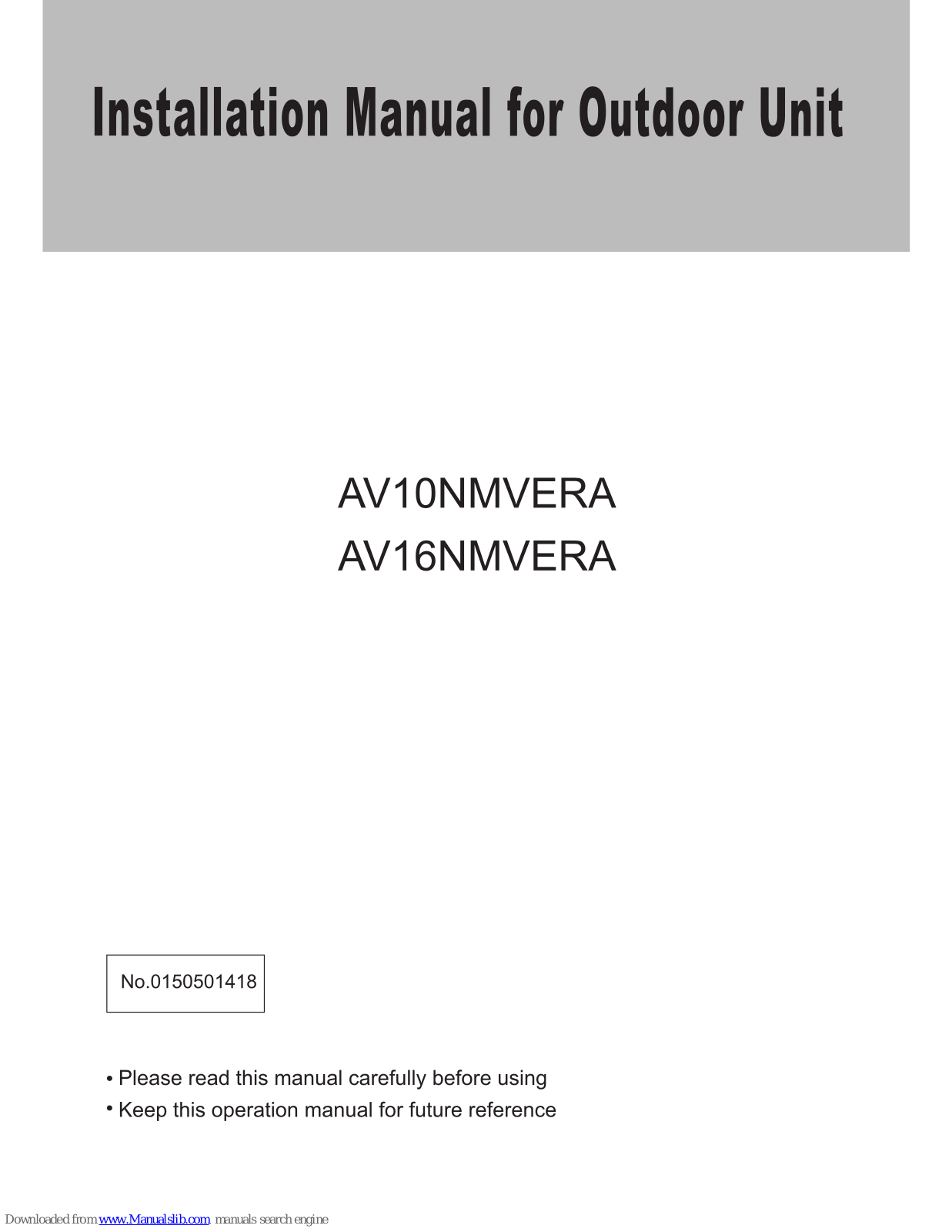 Haier AV10NMVERA, AV16NMVERA User Manual