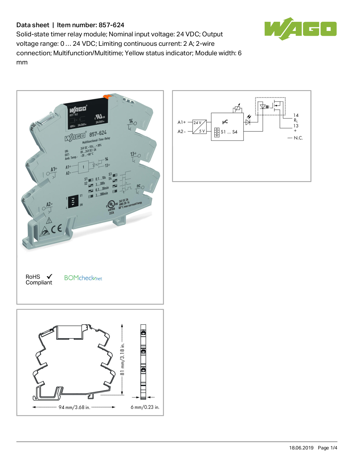 Wago 857-624 Data Sheet