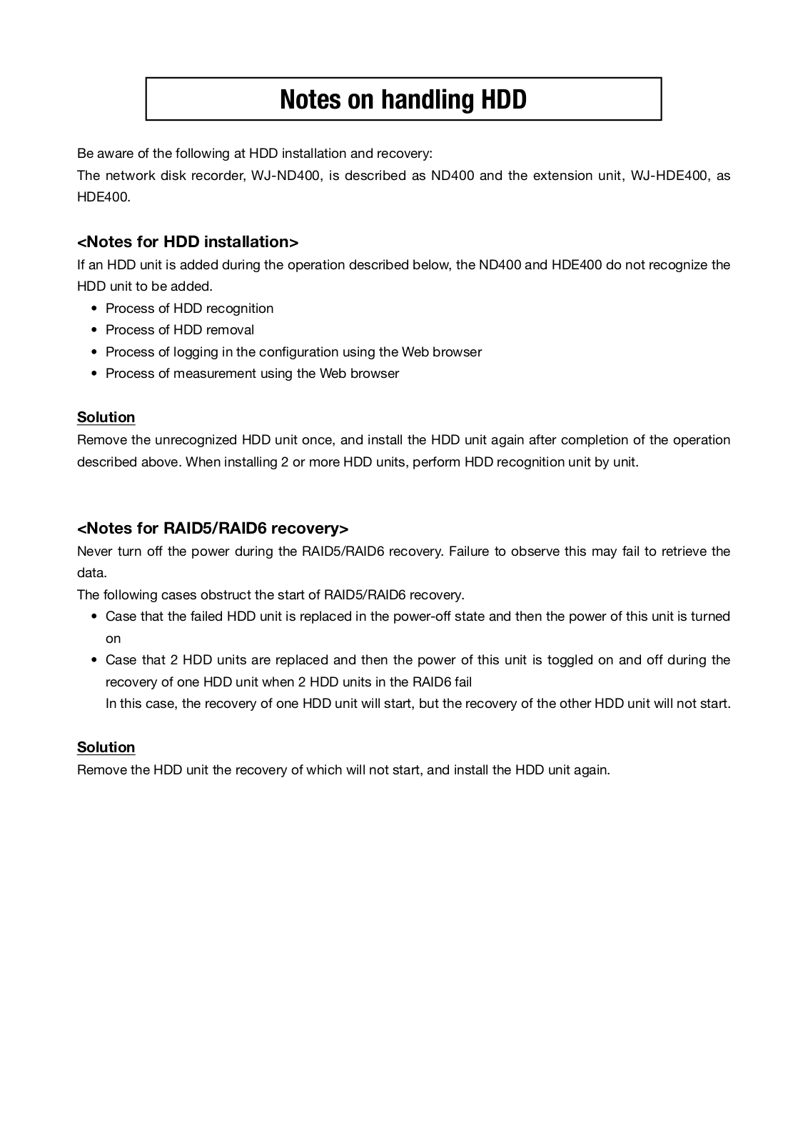 Panasonic WJ-ND400 Handling Guide