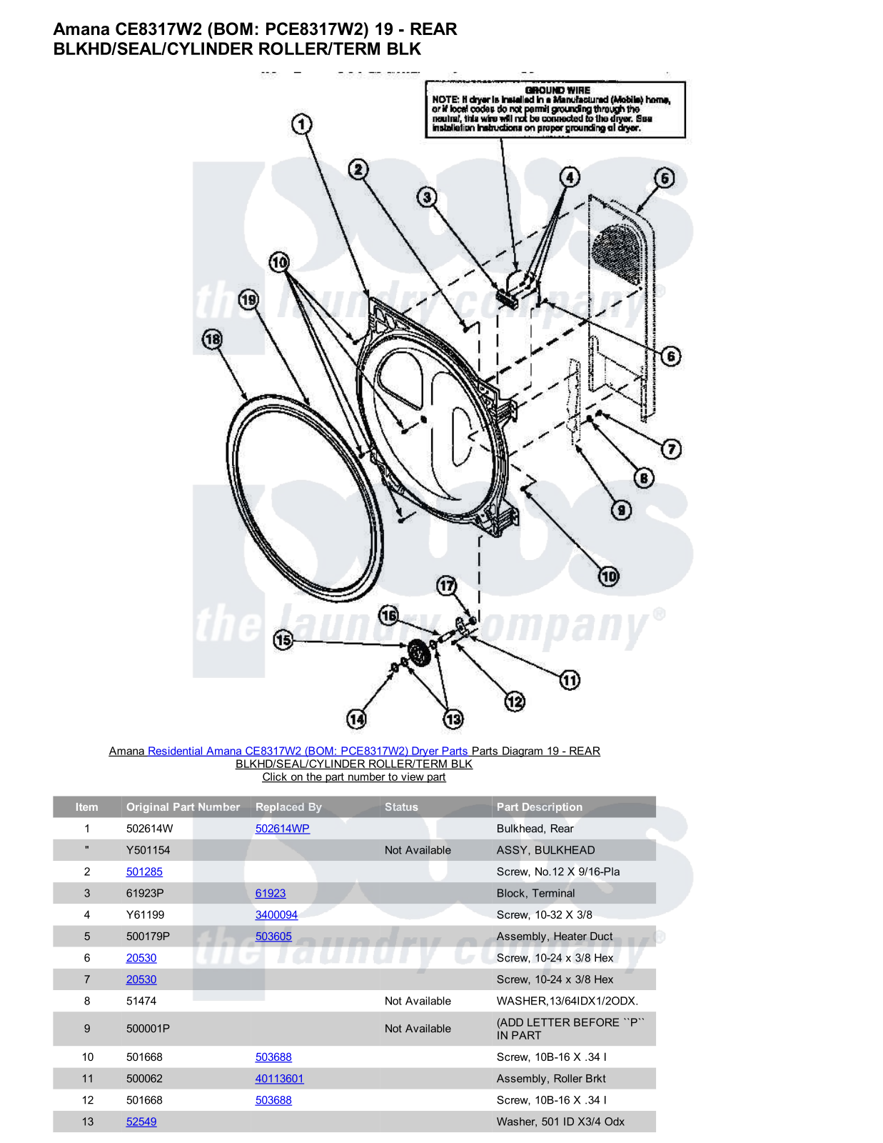 Amana CE8317W2 Parts Diagram