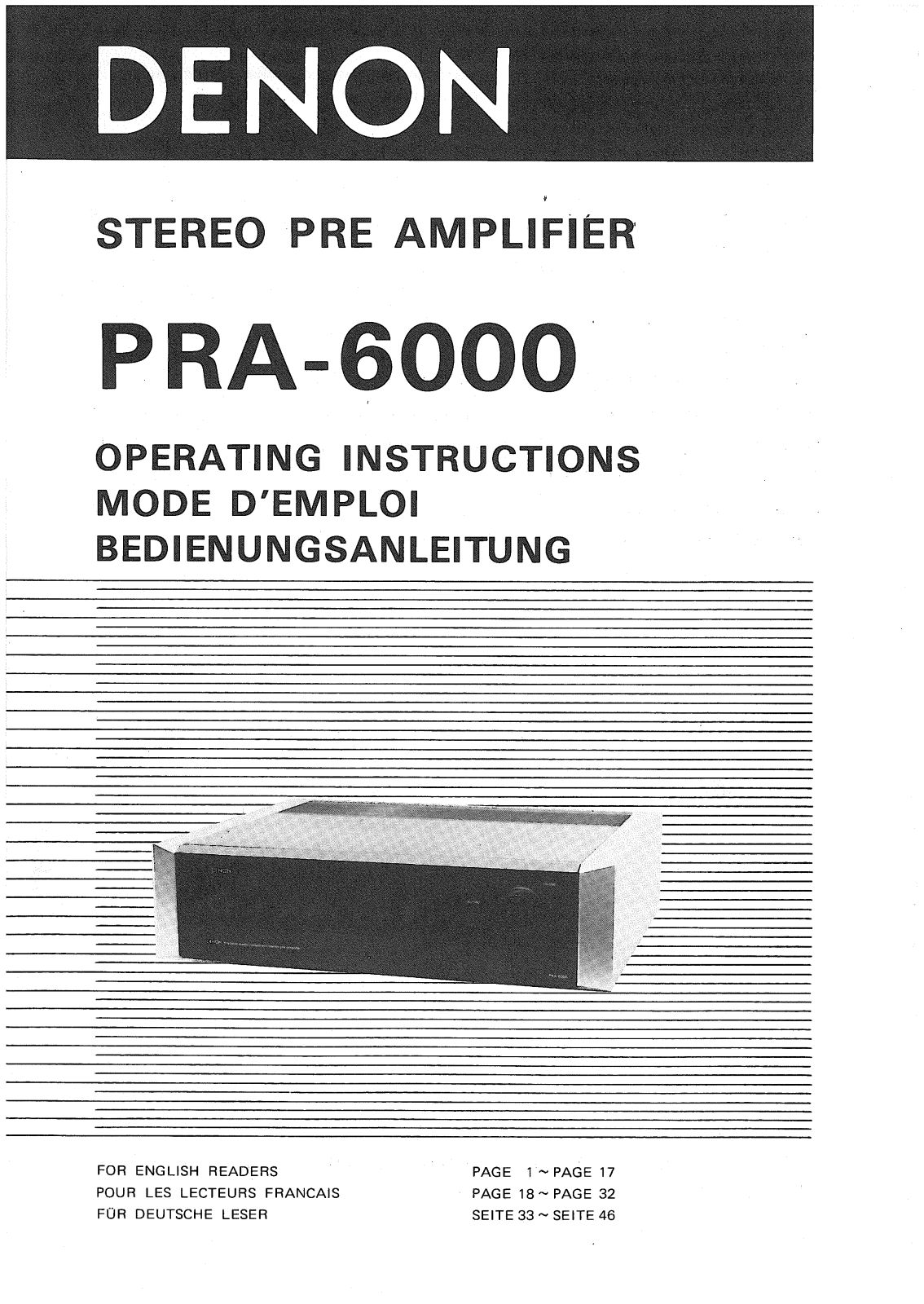 Denon PRA-6000 Owner's Manual