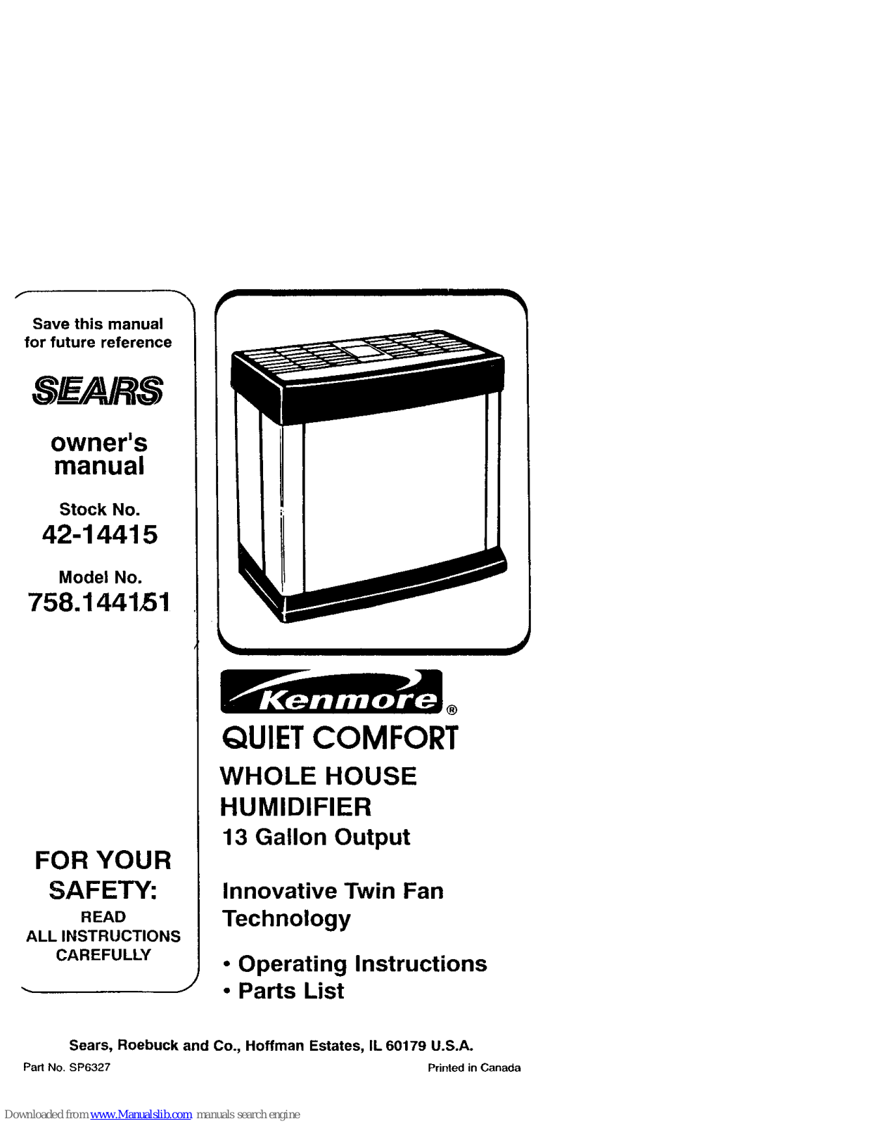 Kenmore QUIET COMFORT 758.144151 Owner's Manual - ManualMachine.com
