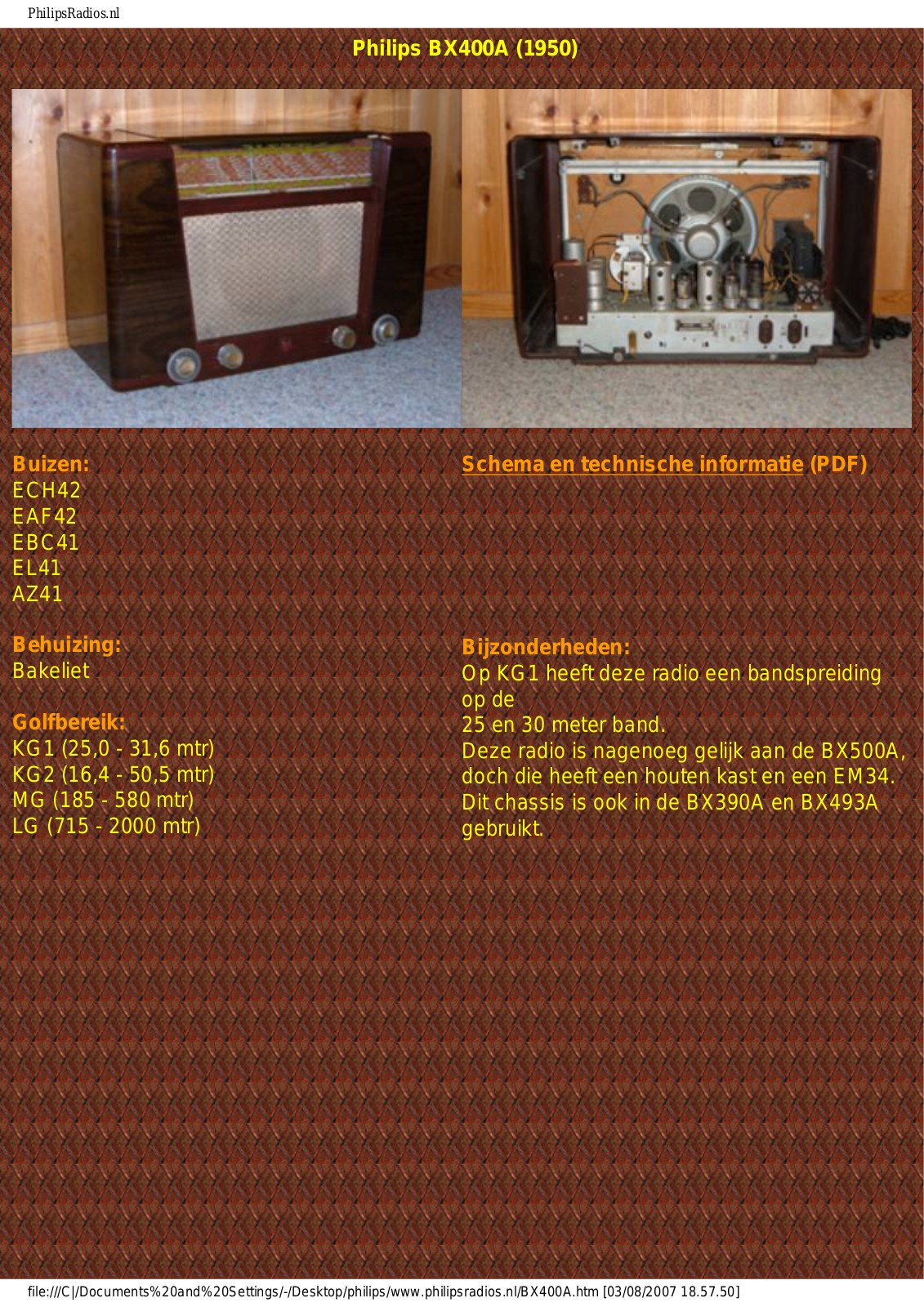 Philips BX400A Schematic