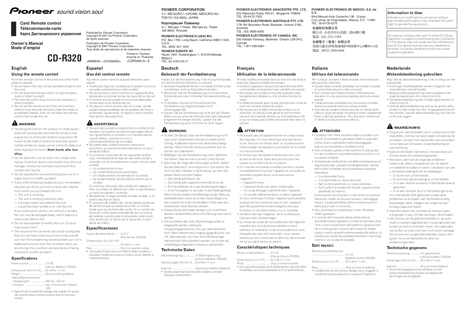 Pioneer CD-R320 User Manual