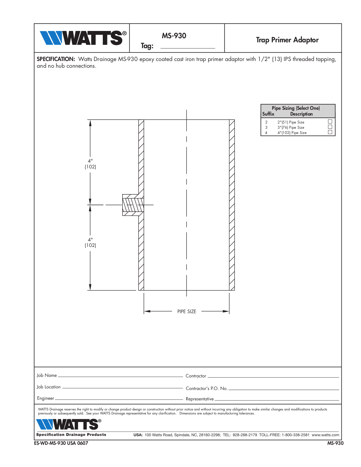 Watts MS-930 User Manual