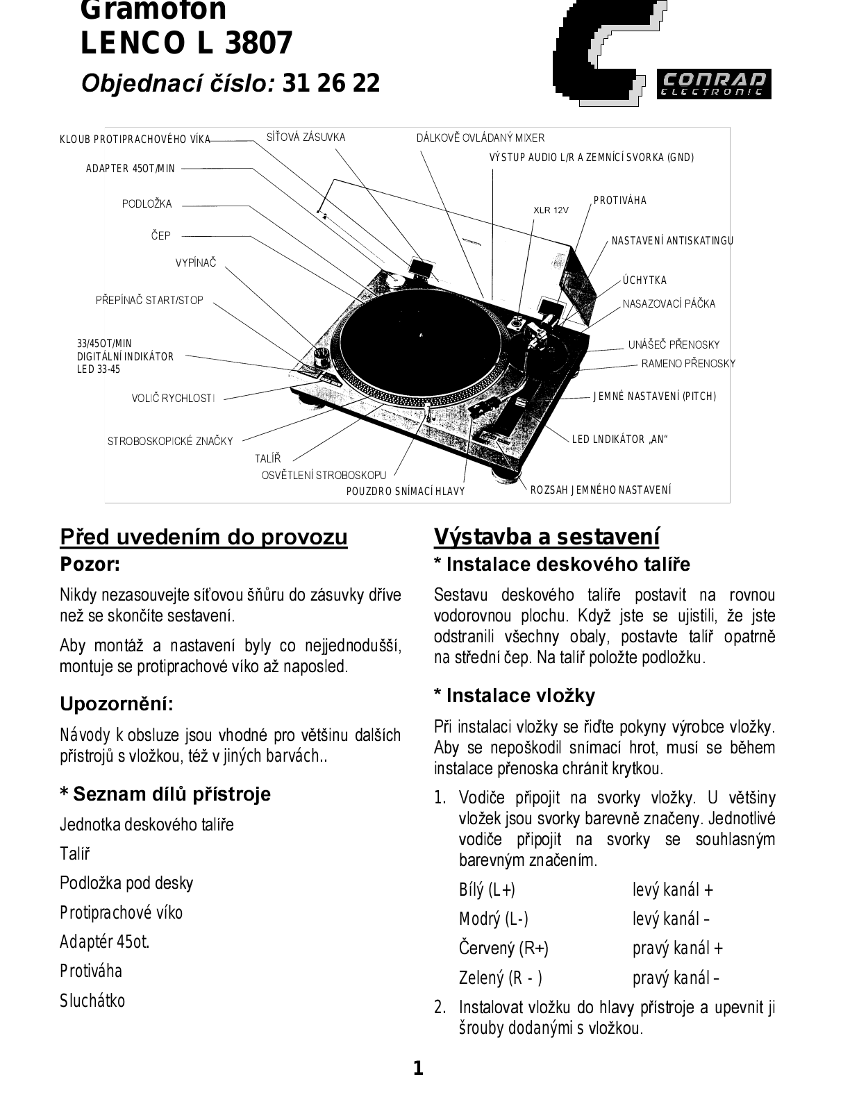 Lenco L-3807 User Manual