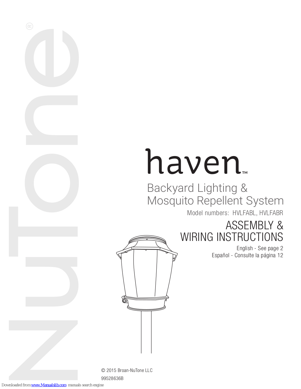 NuTone Haven HVLFABL, Haven HVLFABR Assembly  Manual