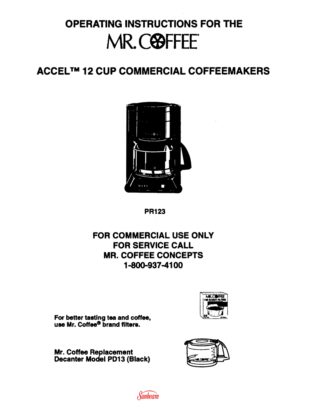 Mr coffee PR123 User Manual