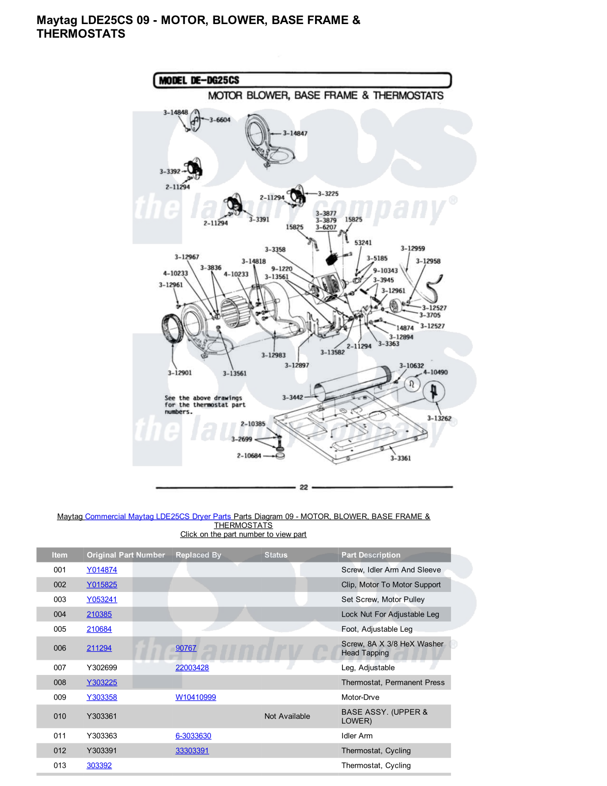 Maytag LDE25CS Parts Diagram