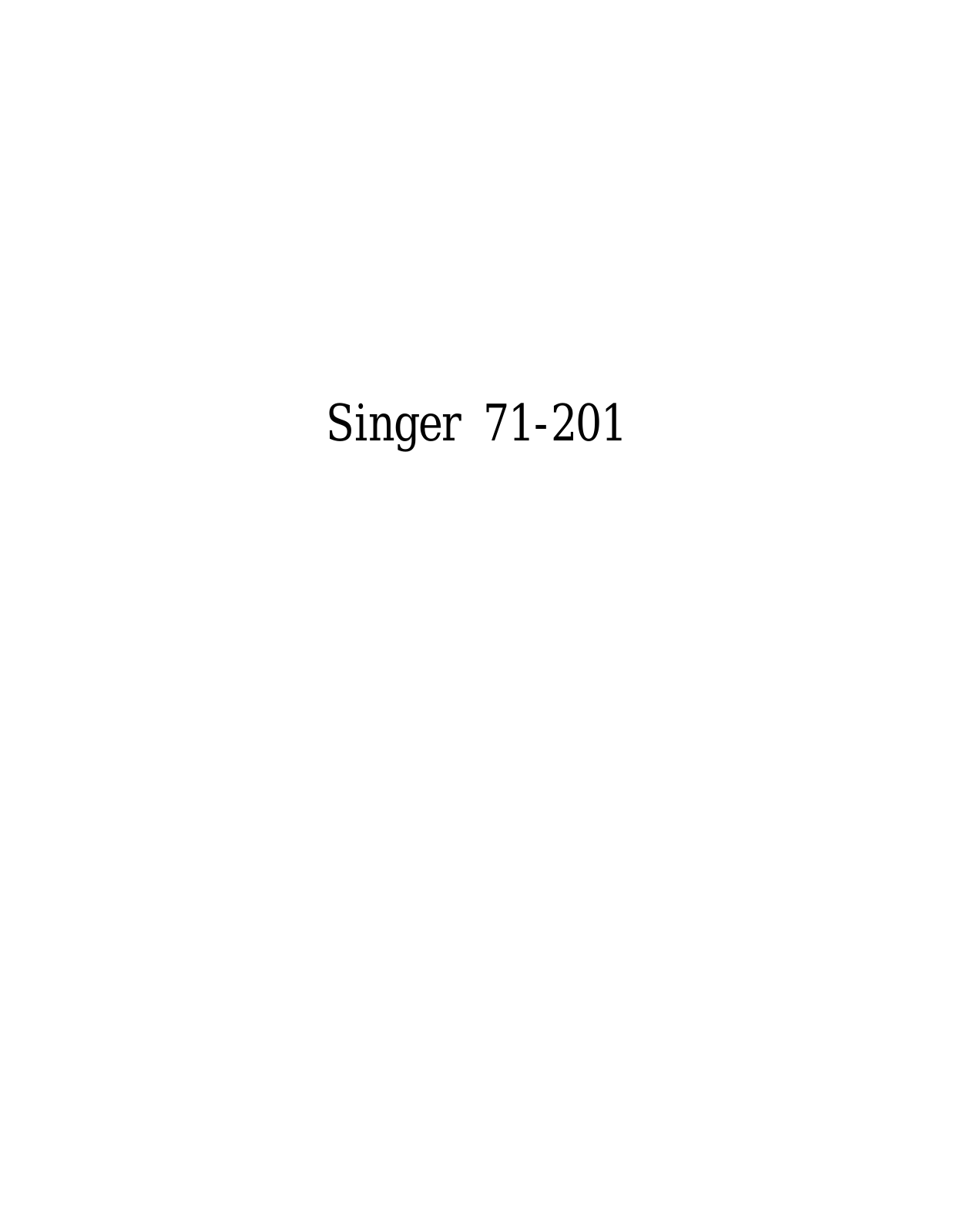 SINGER 71-201 Parts List