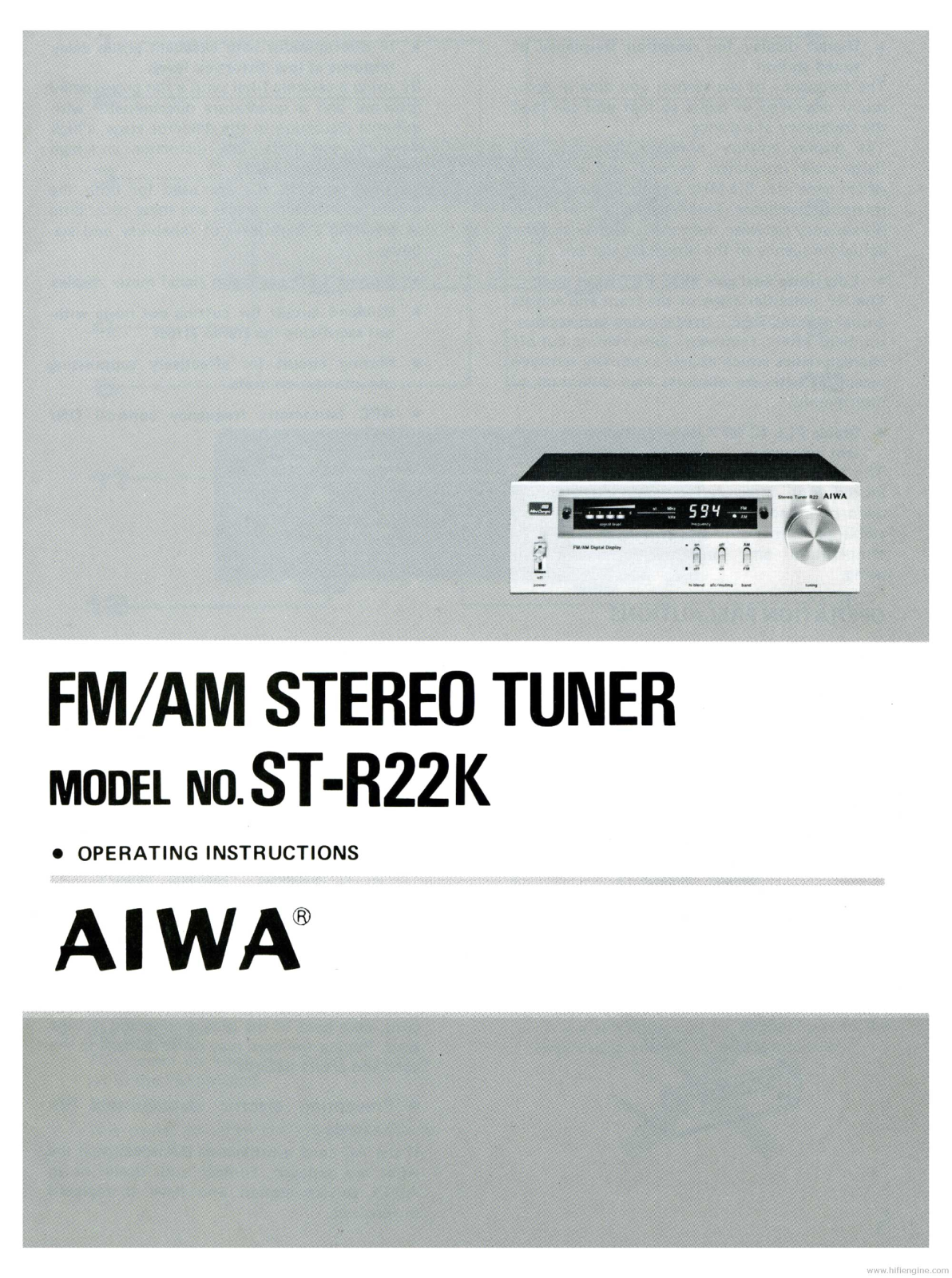 Aiwa ST-R22K Operating Instructions