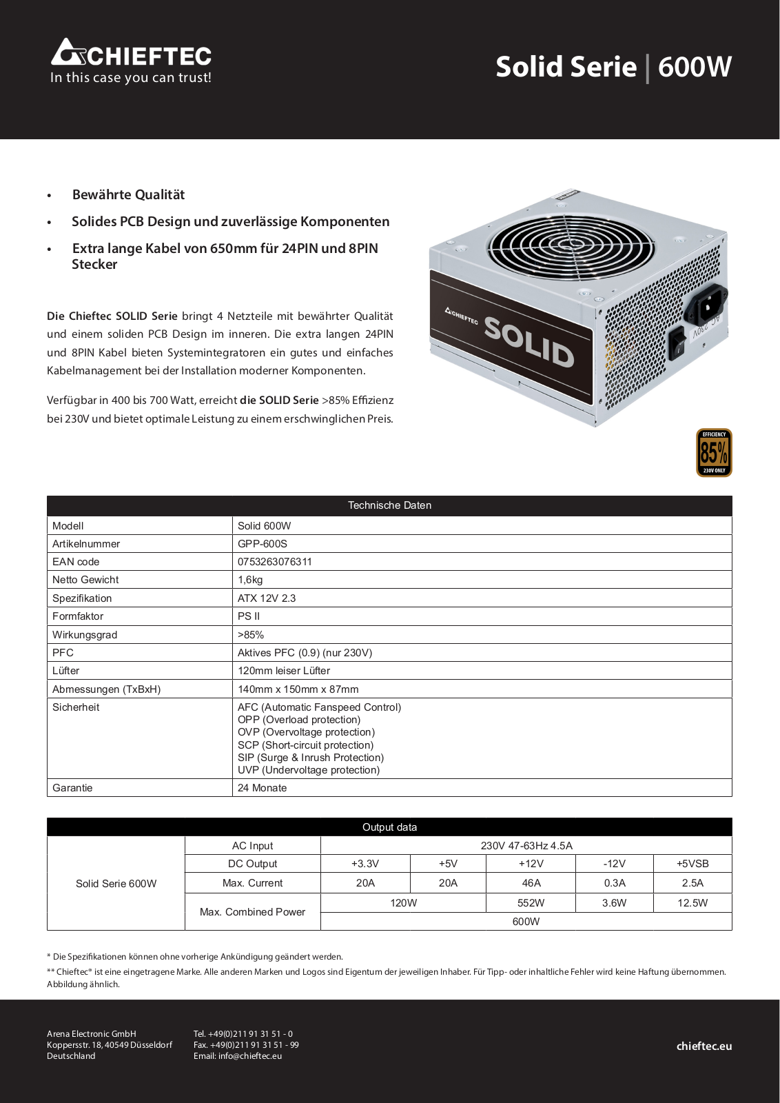 Chieftec Solid 600W User Manual