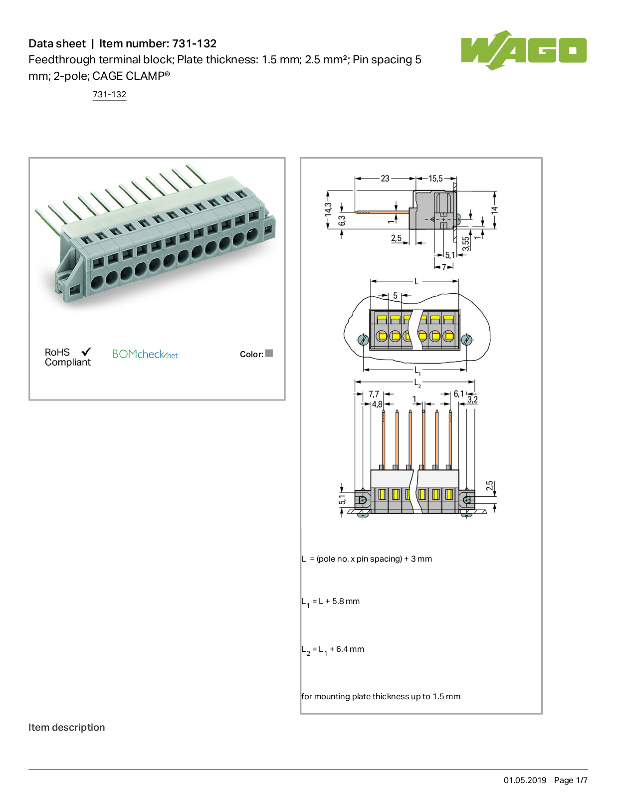 Wago 731-132 Data Sheet