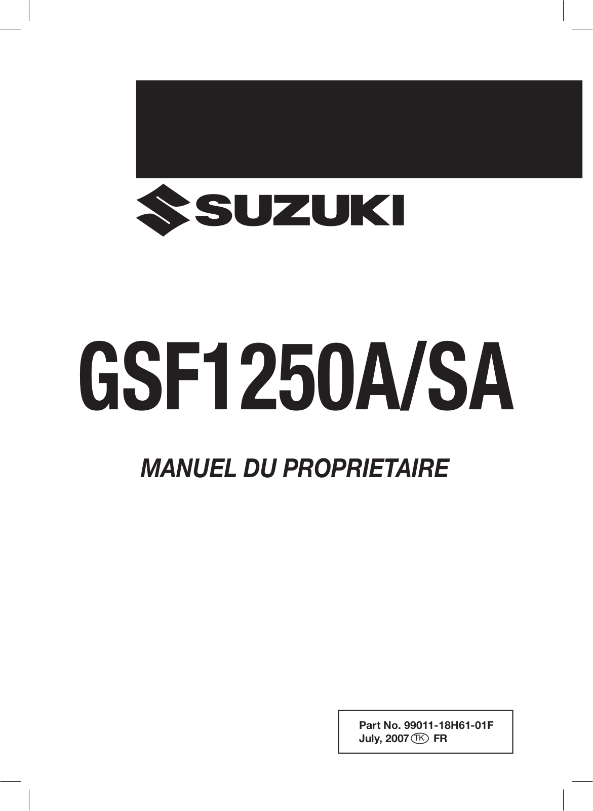 SUZUKI GSF 1250 Bandit User Manual