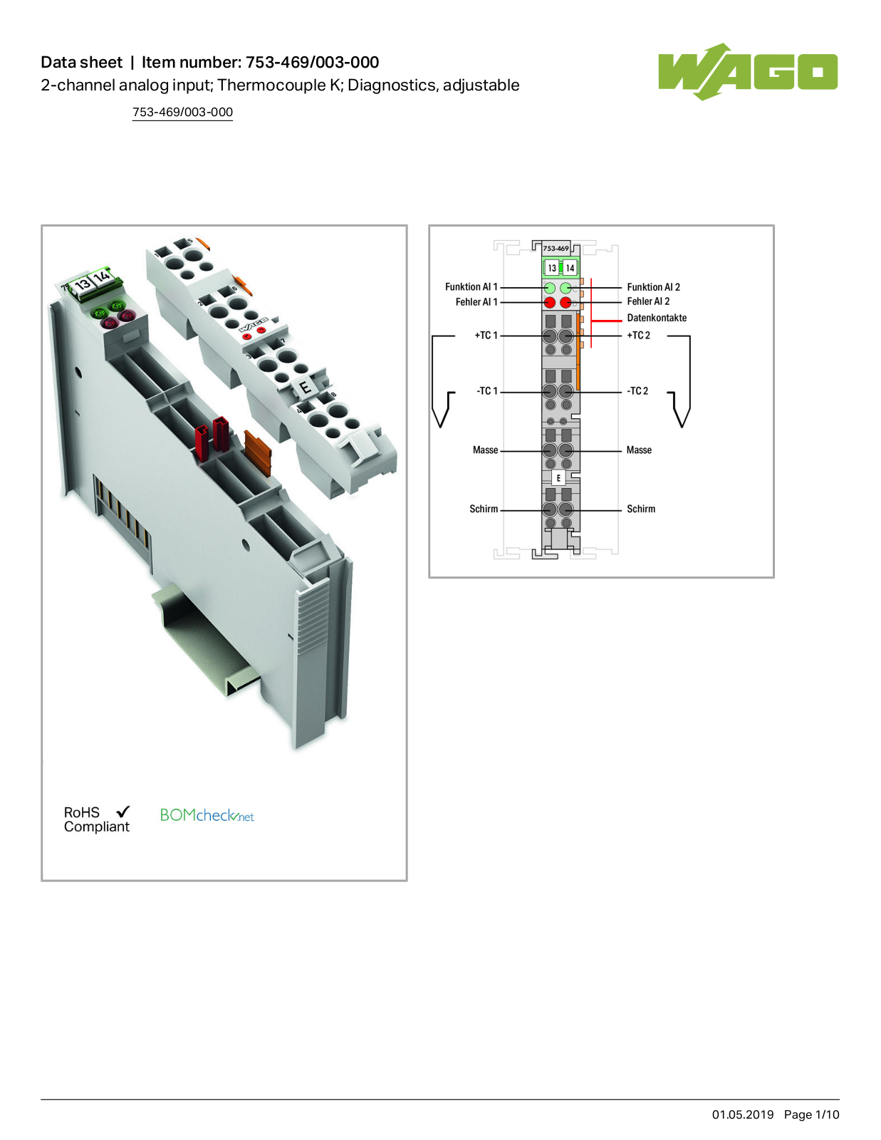 Wago 753-469/003-000 Data Sheet