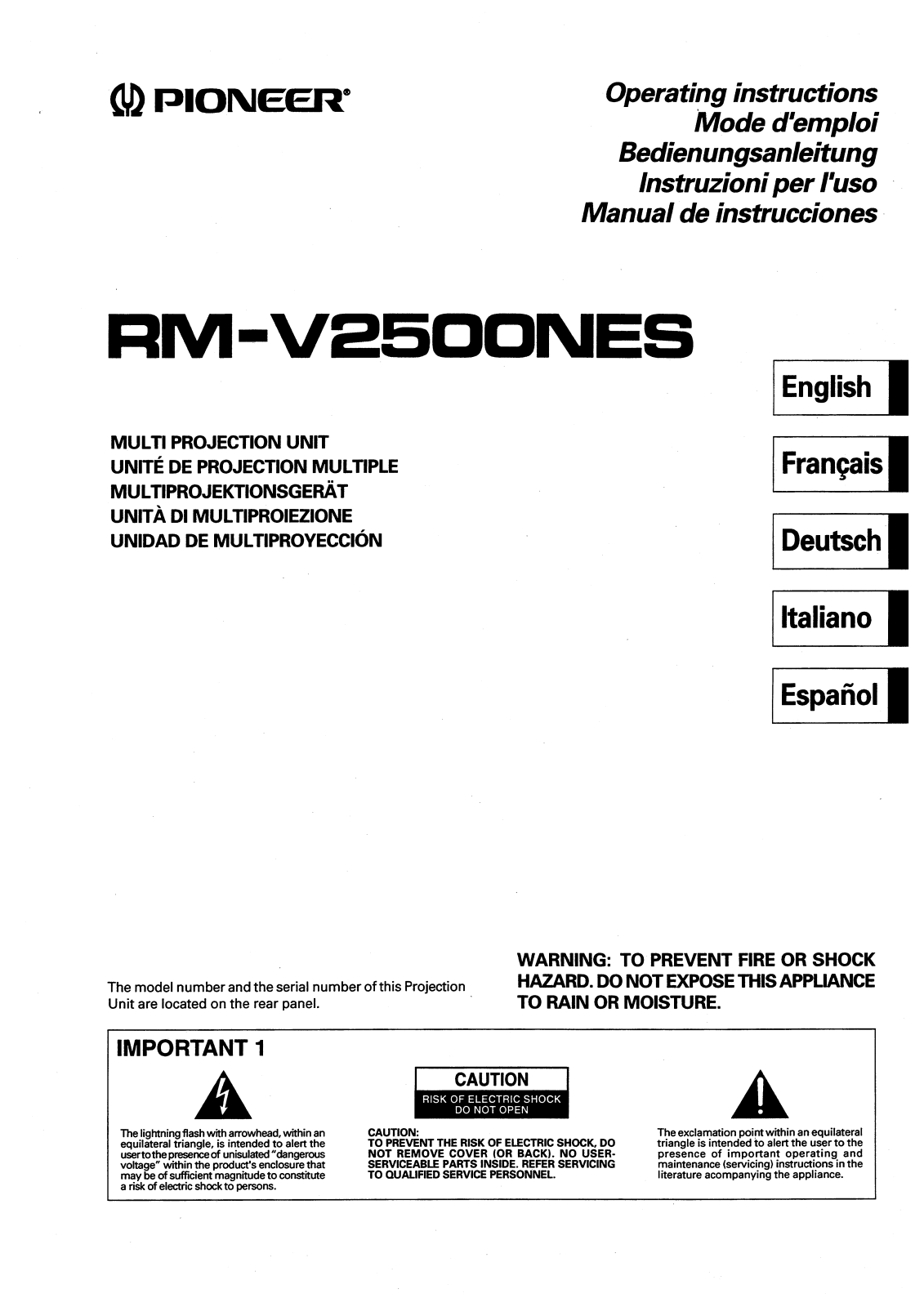 Pioneer S-DV222, RM-V2500NES User Manual