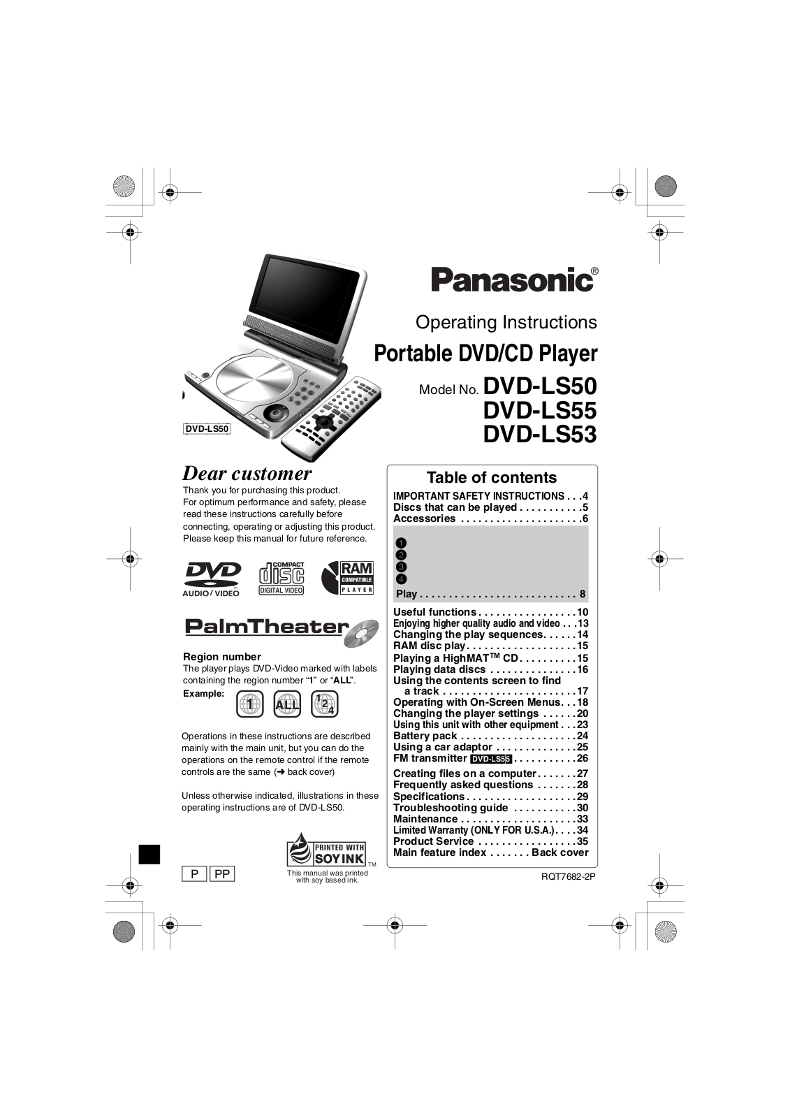 Panasonic DVD-LS53, DVD-LS50, DVD-LS55 User Manual