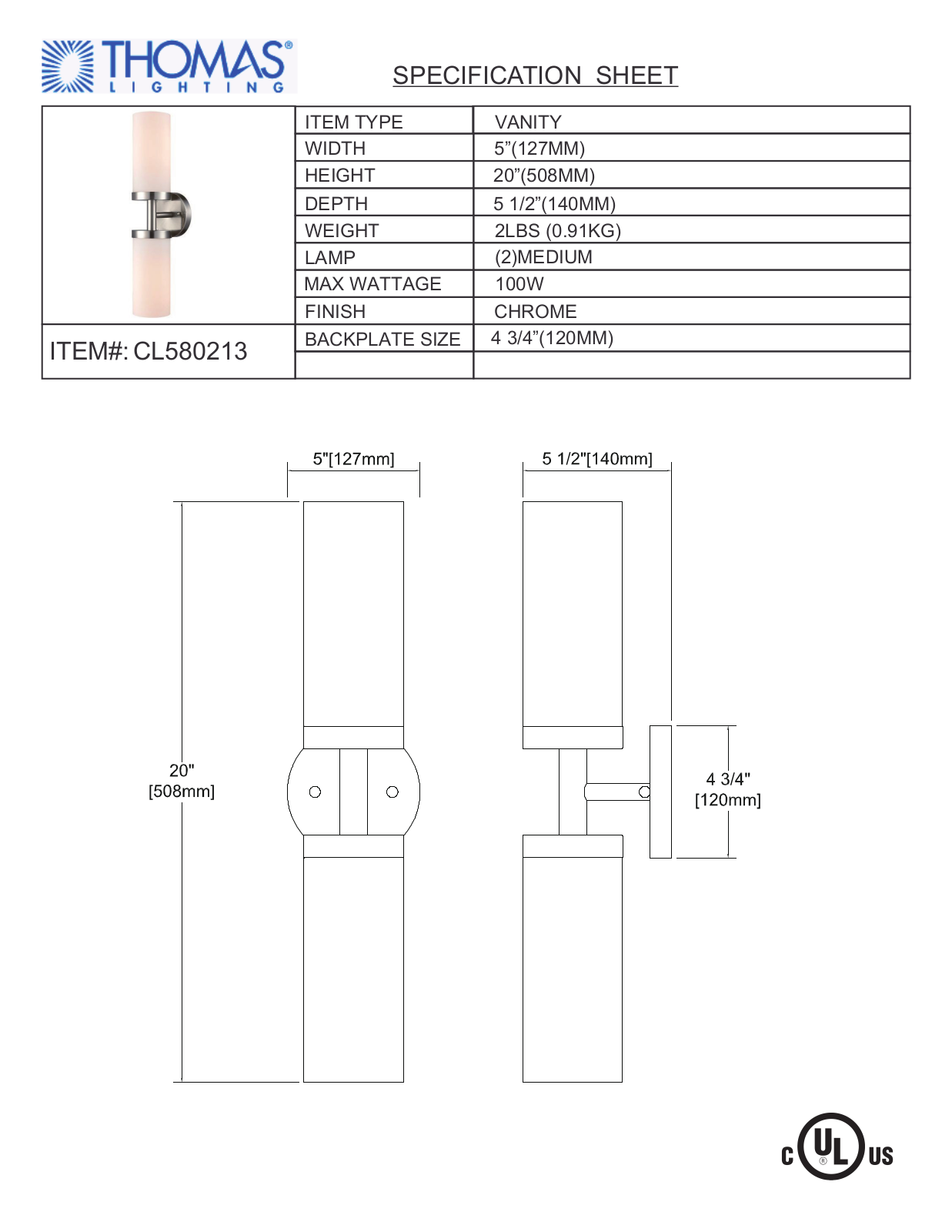 Thomas Lighting CL580213 User Manual - ManualMachine.com
