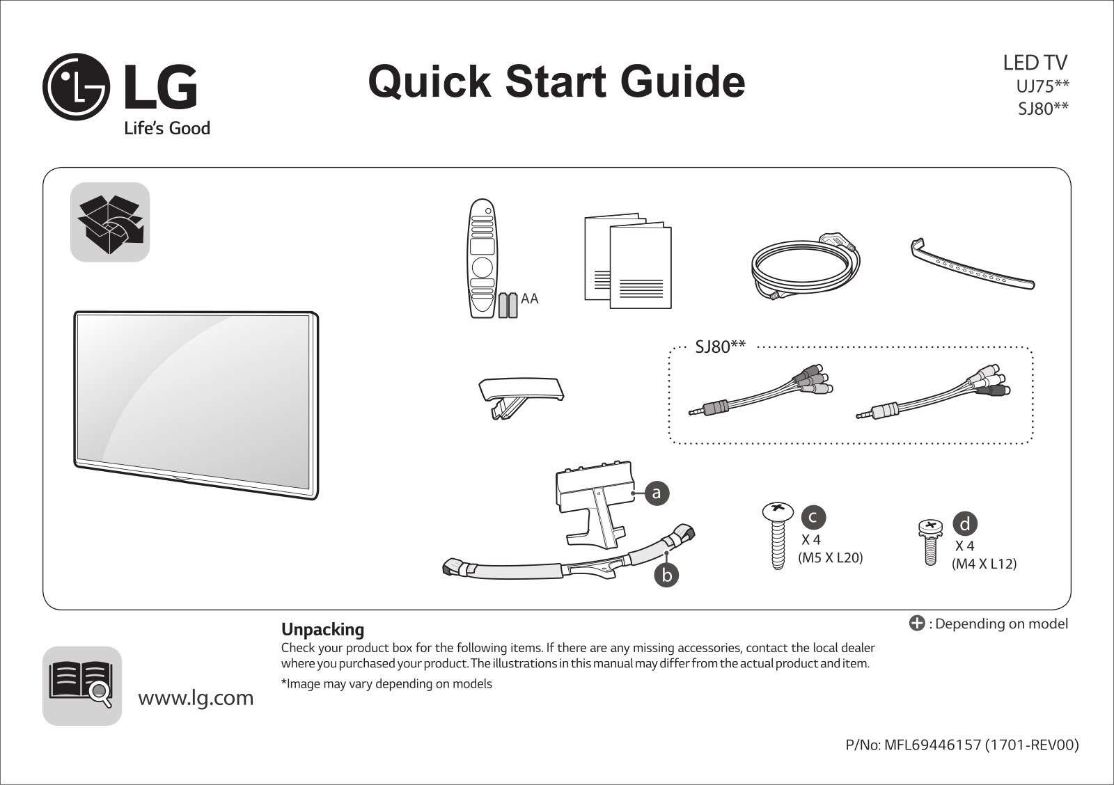 LG 65UJ752T, 65SJ800T, 43UJ752T, 49SJ800T QUICK SETUP GUIDE