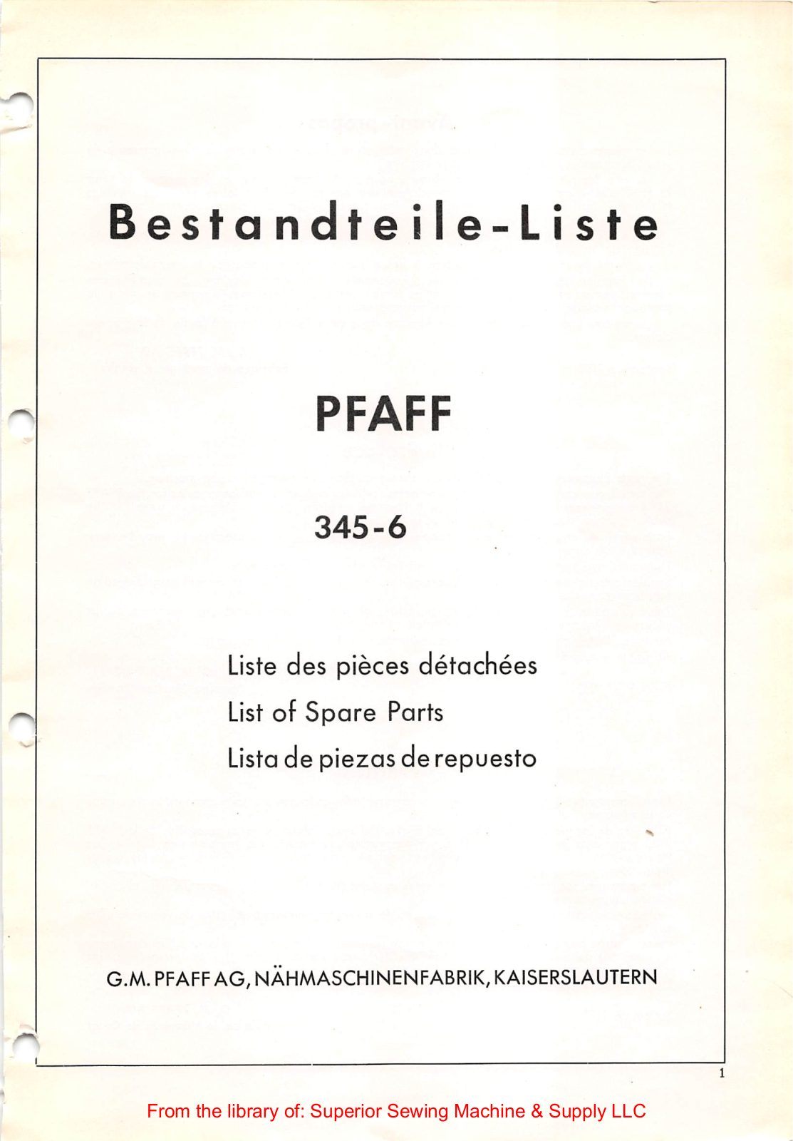 Pfaff 345-6 Manual