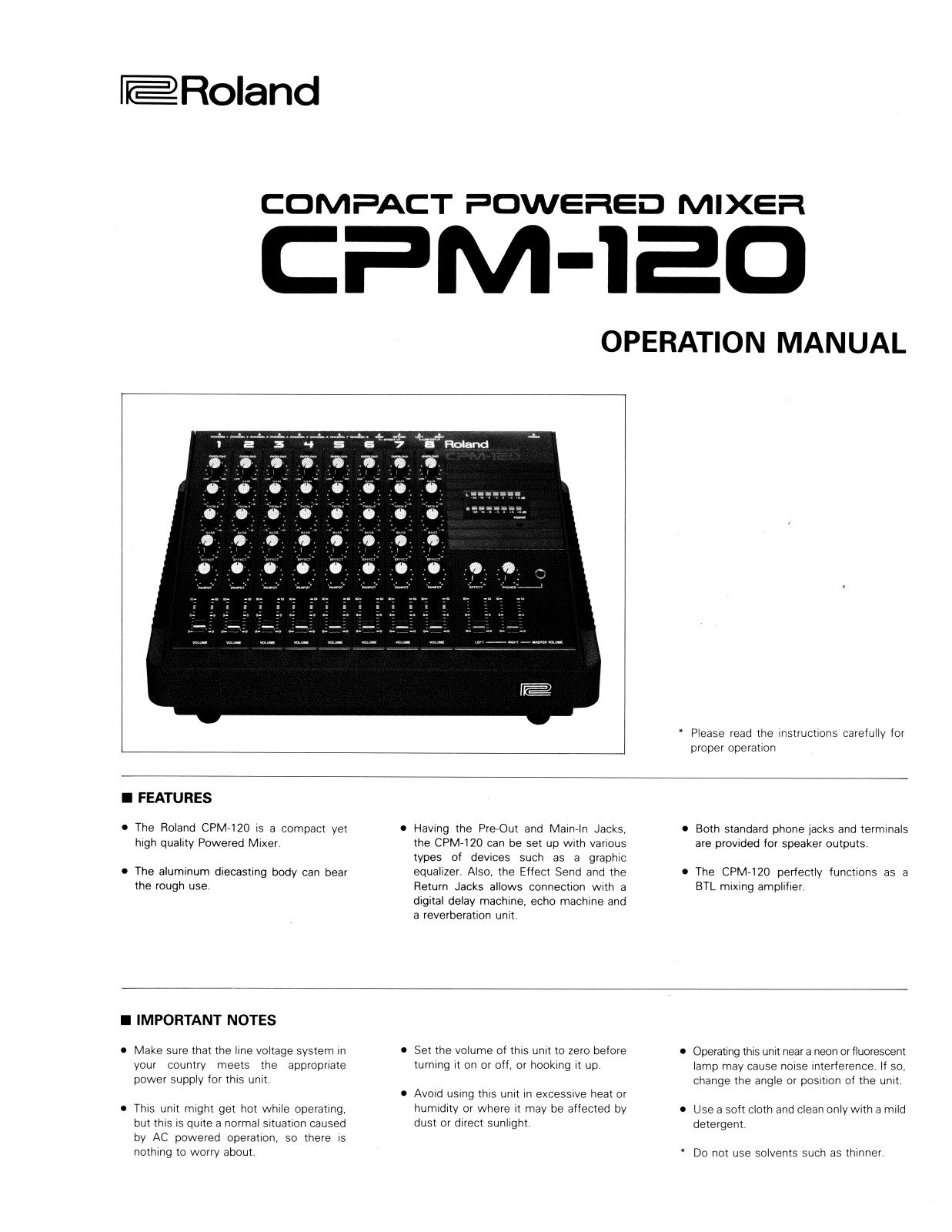 Roland Corporation CPM-120 Owner's Manual