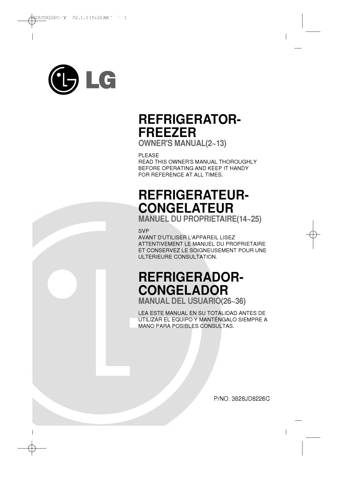 LG GR-T502GV, GR-T452GV User Manual