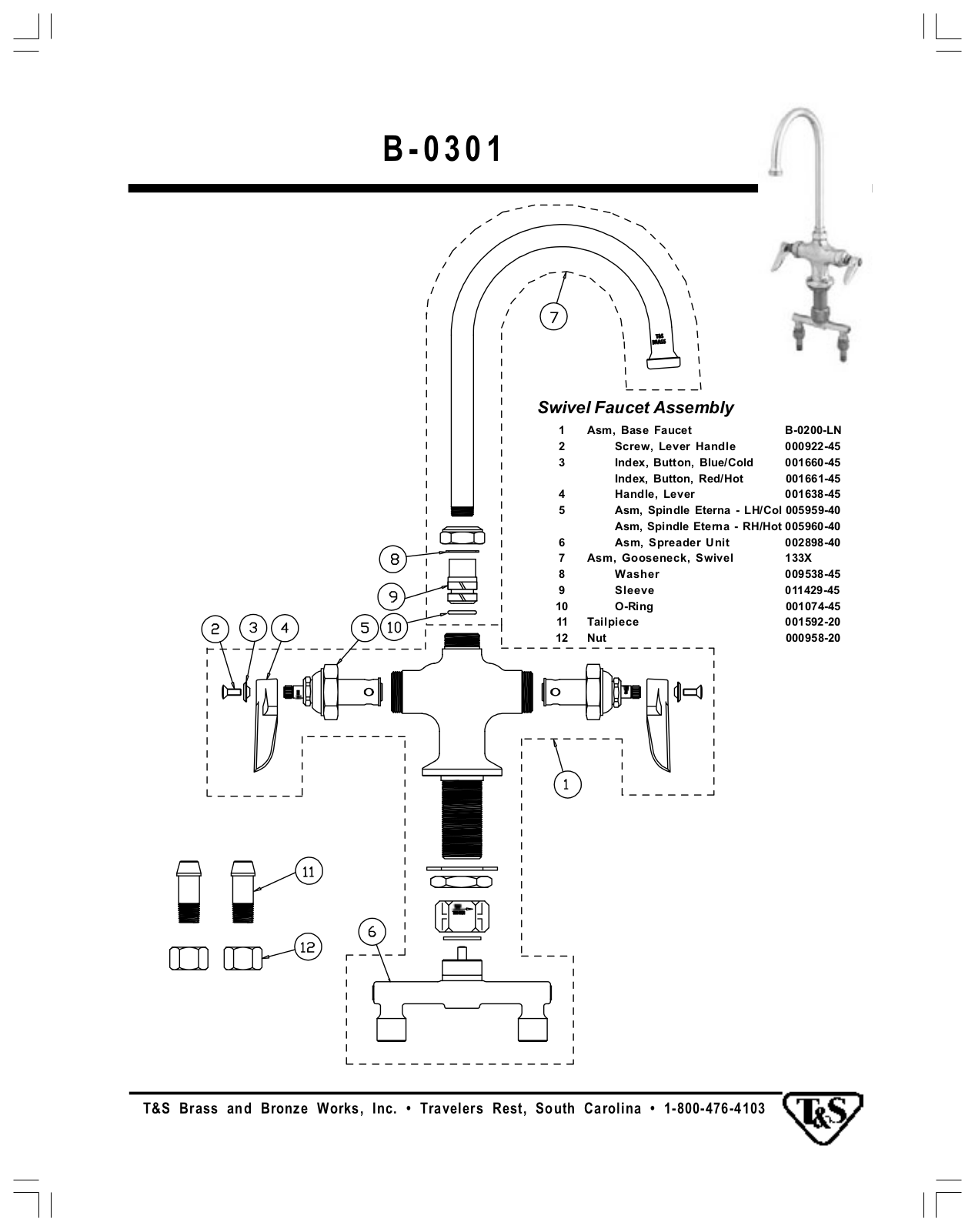 T & S Brass & Bronze Works B-0301 Part Manual