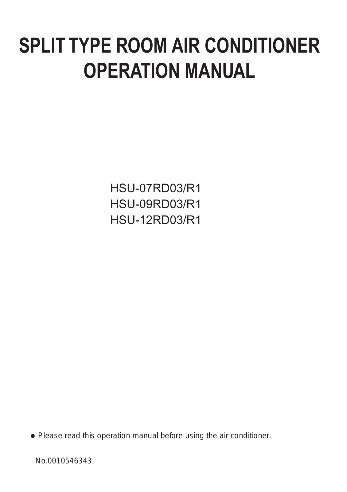 Haier HSU-12RD03R1, HSU-07RD03R1 User Manual