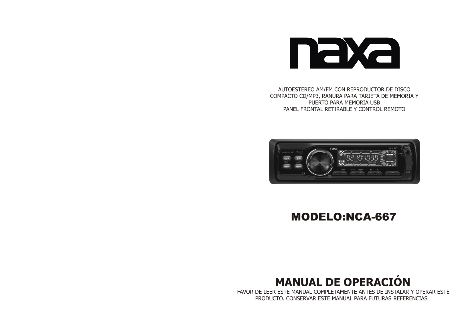 Naxa NCA-667 User Manual