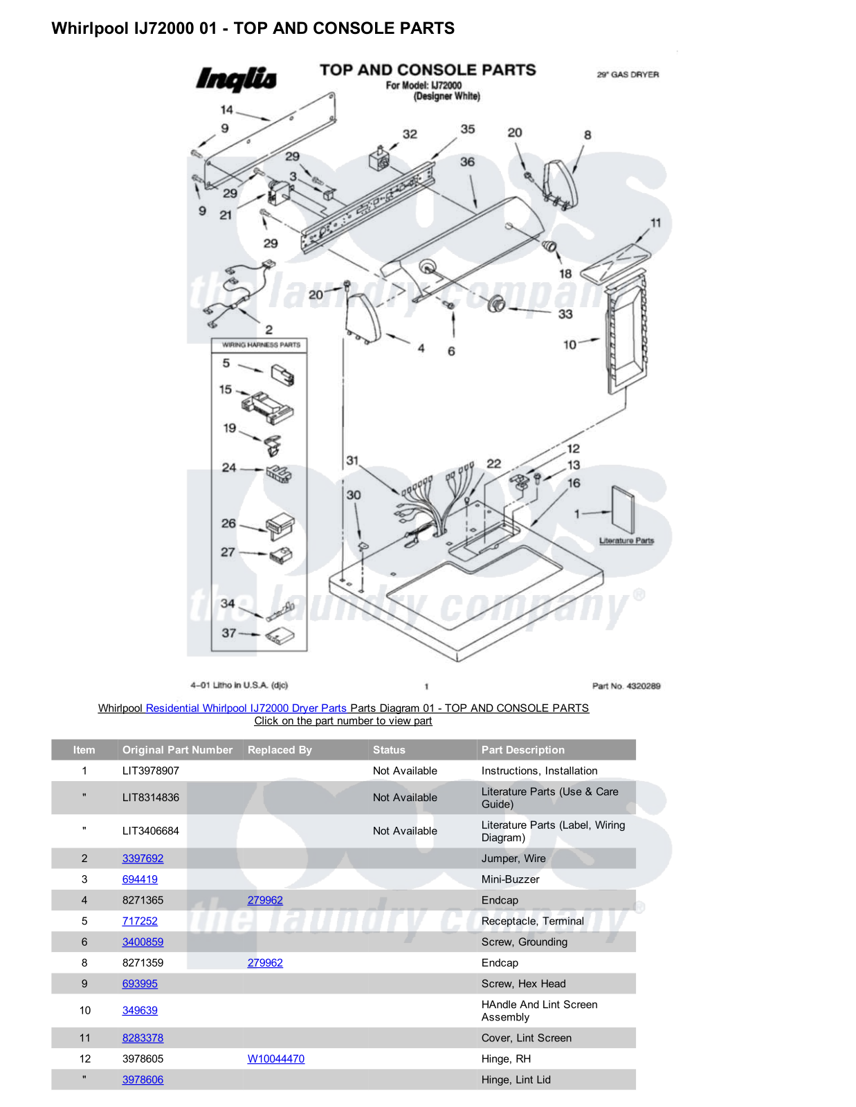 Whirlpool IJ72000 Parts Diagram