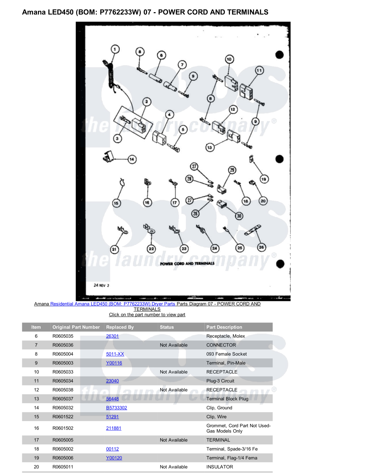 Amana LED450 Parts Diagram